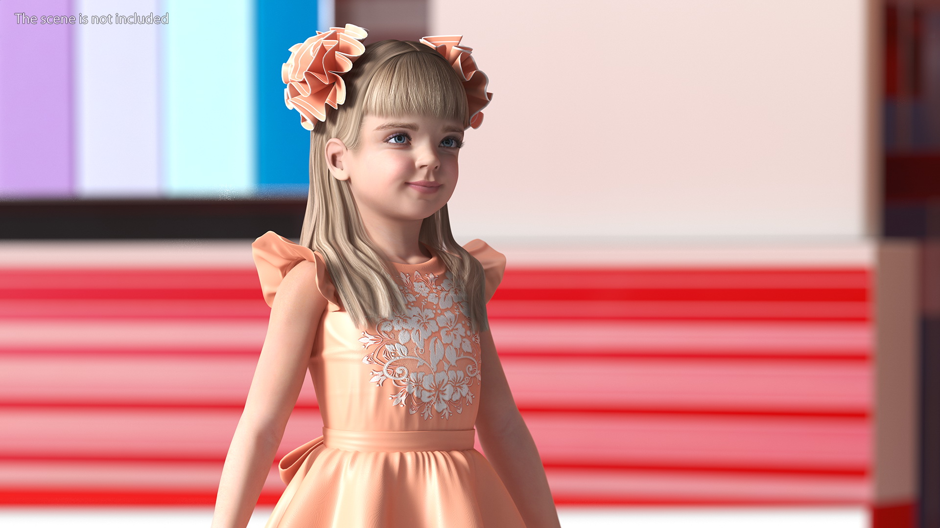 Elegant Girl Child Standing 3D