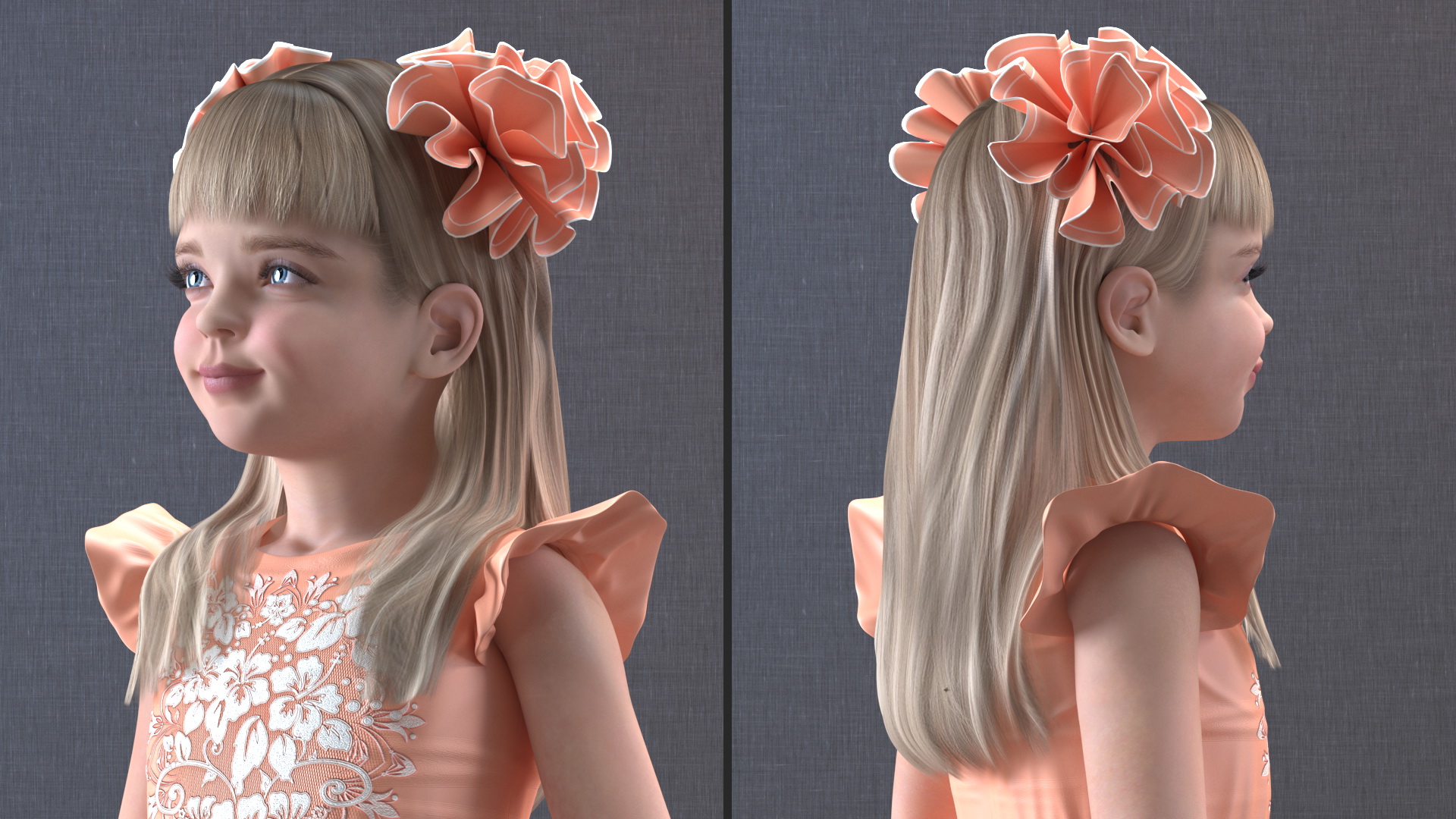 Elegant Girl Child Standing 3D