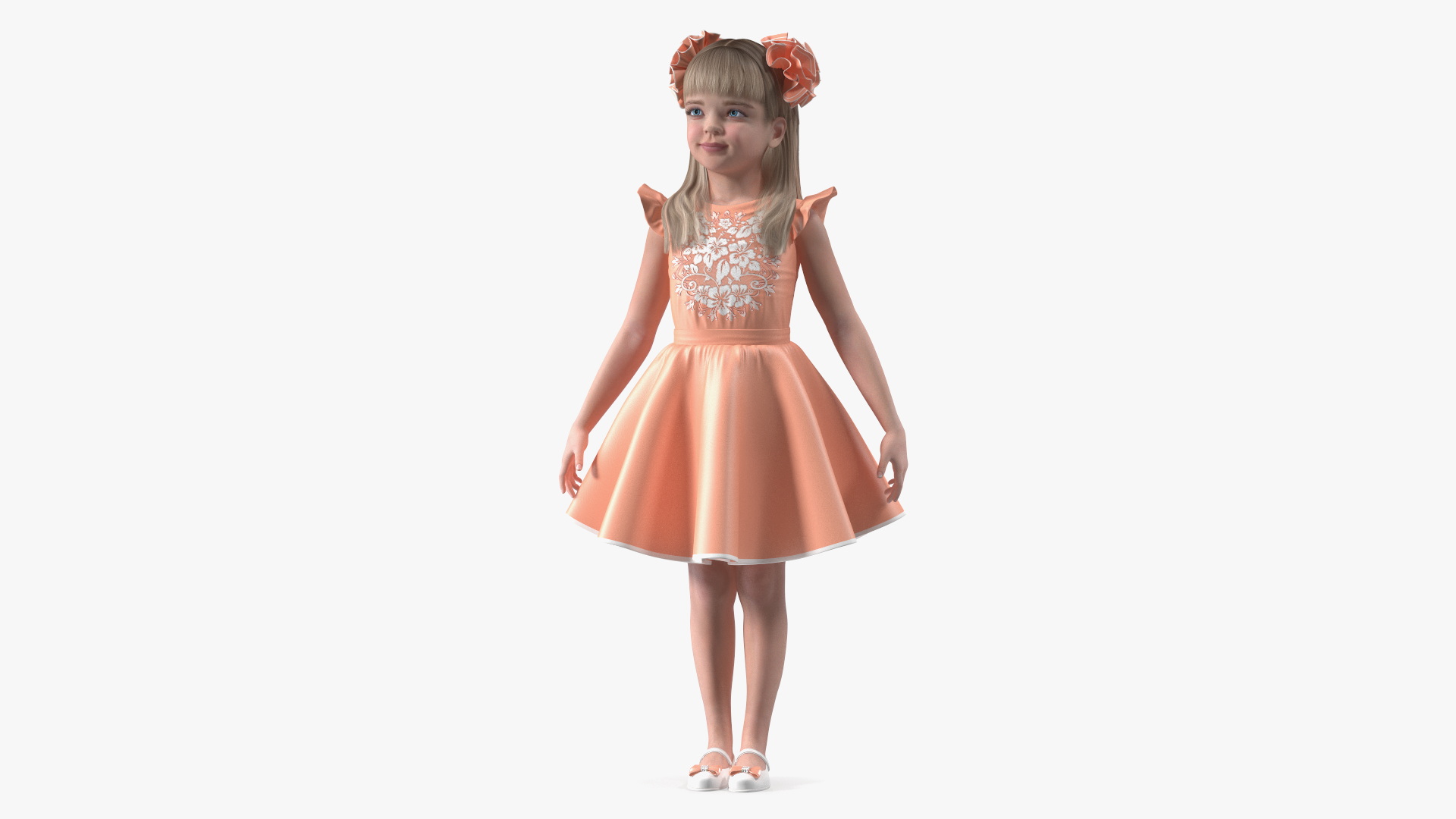 Elegant Girl Child Standing 3D
