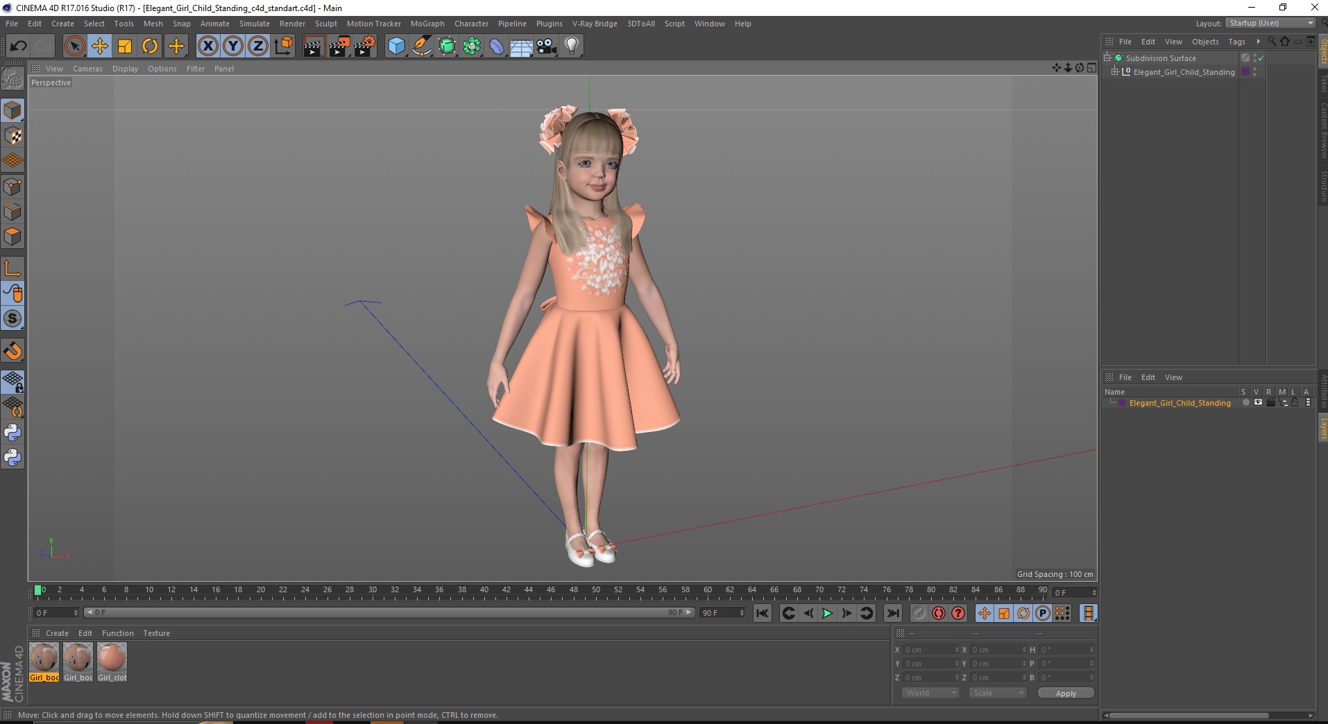 Elegant Girl Child Standing 3D