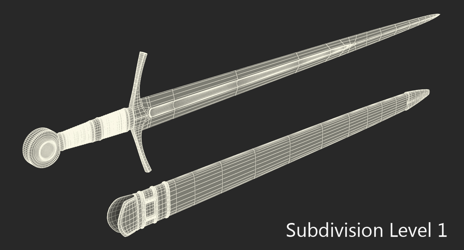 3D model Medieval Knight Sword Set