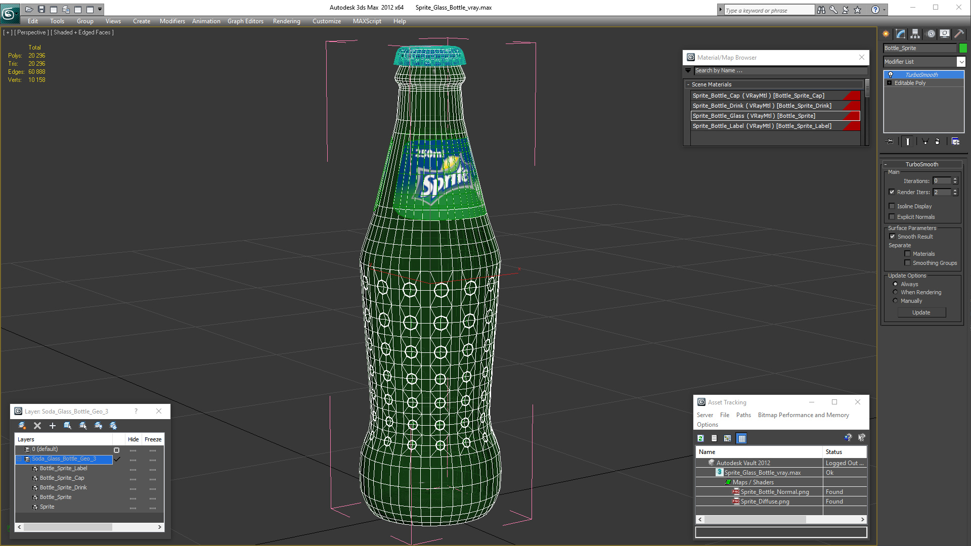 Sprite Glass Bottle 3D model
