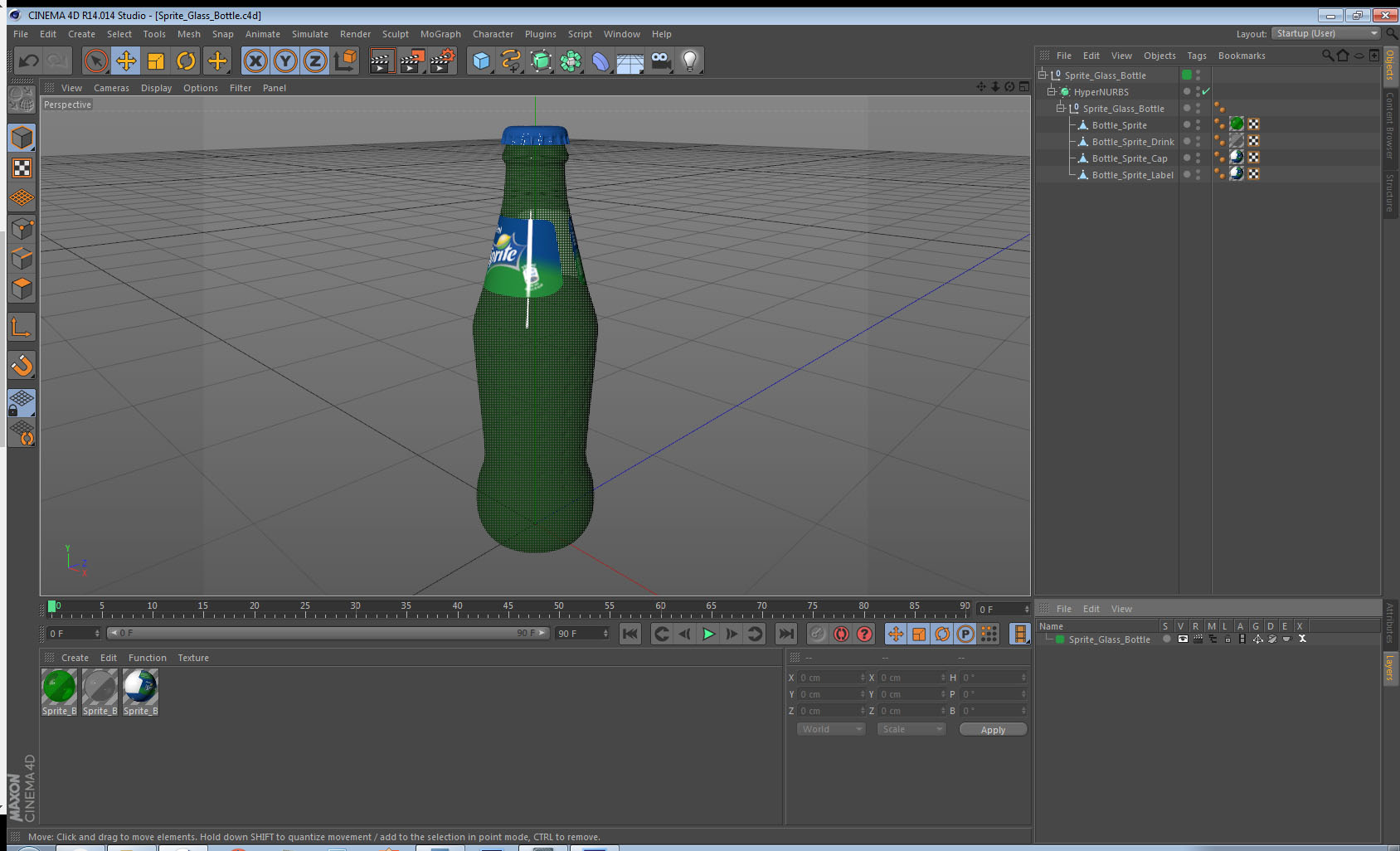 Sprite Glass Bottle 3D model