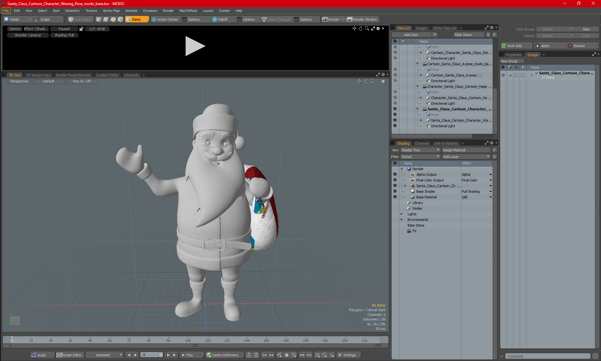 3D Santa Claus Cartoon Character Waving Pose