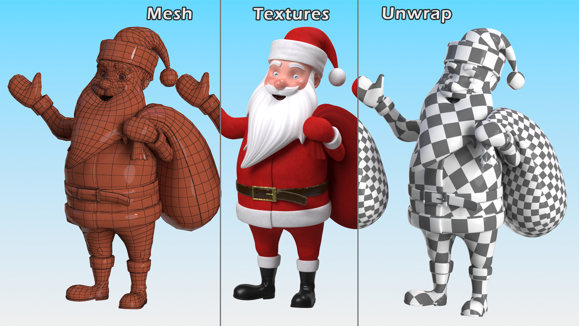 3D Santa Claus Cartoon Character Waving Pose