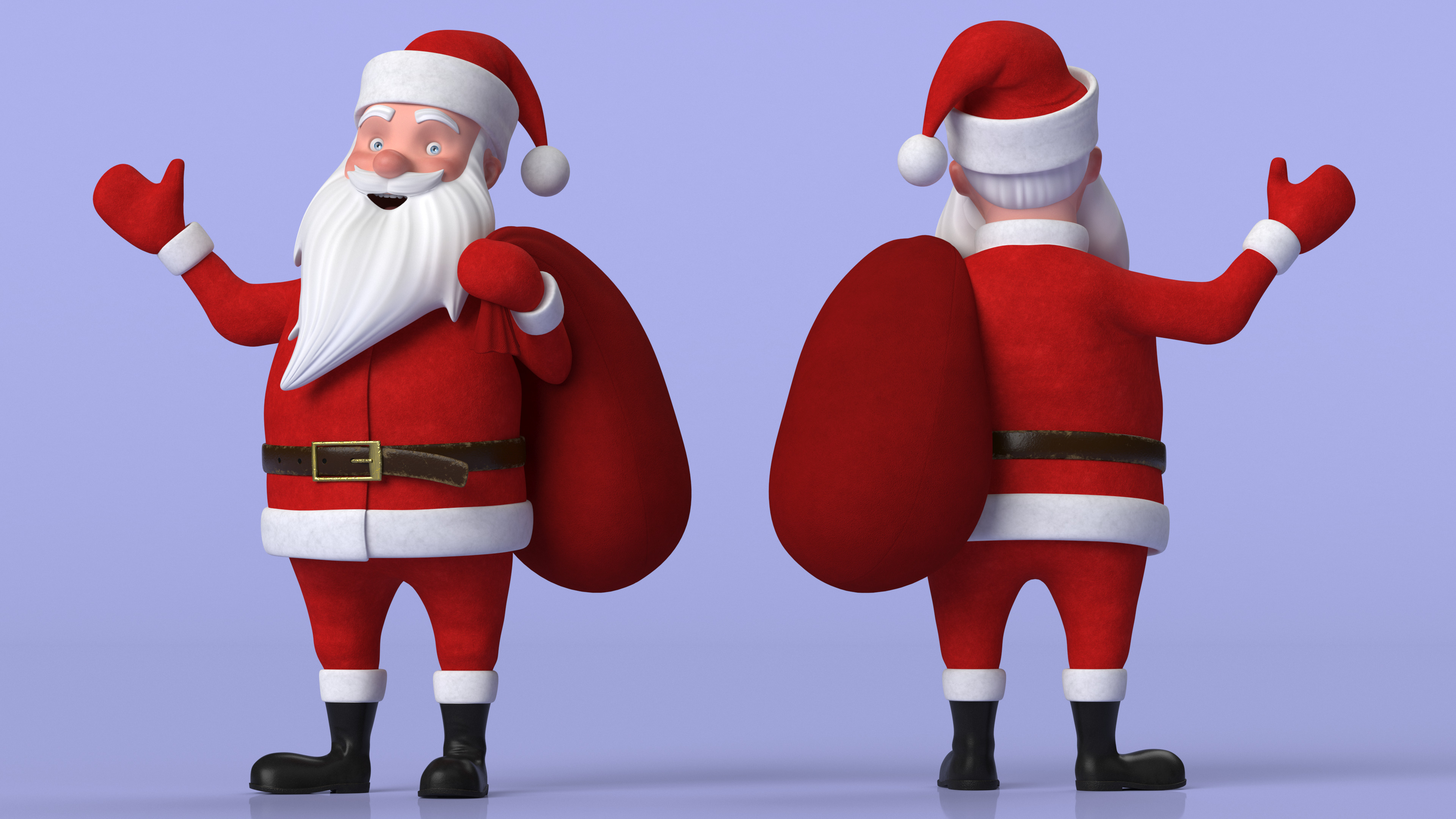 3D Santa Claus Cartoon Character Waving Pose