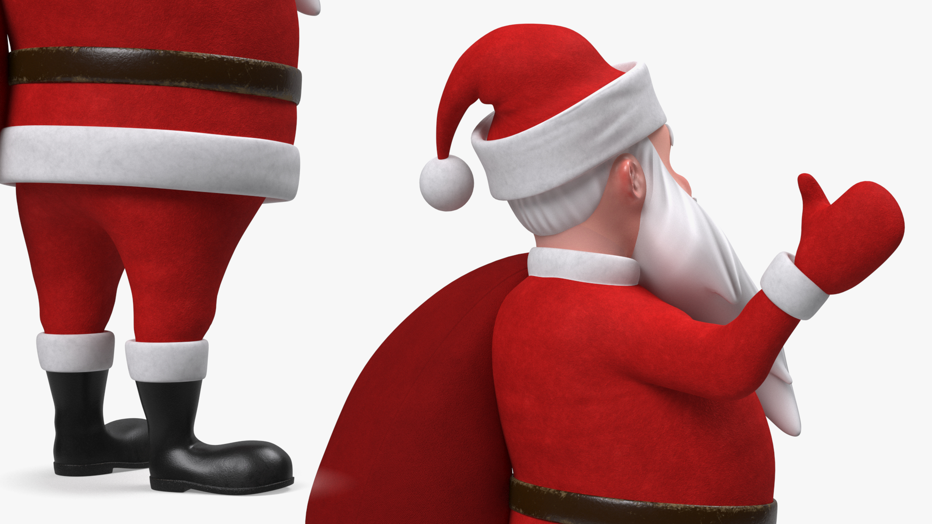 3D Santa Claus Cartoon Character Waving Pose