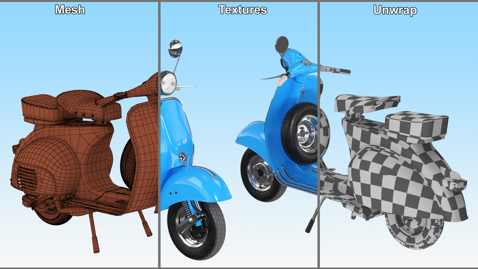 3D model Classic Vespa 125 Scooter Blue
