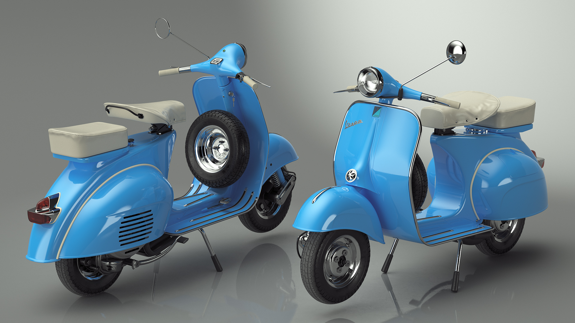 3D model Classic Vespa 125 Scooter Blue