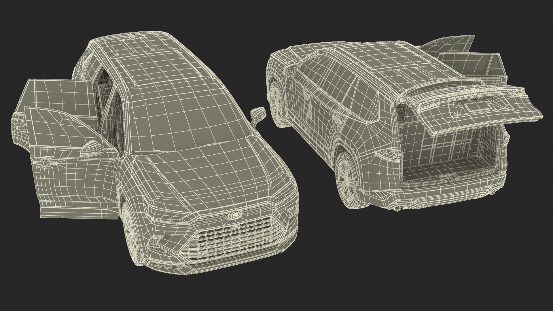 3D model Toyota Grand Highlander 2024 Black Simplified