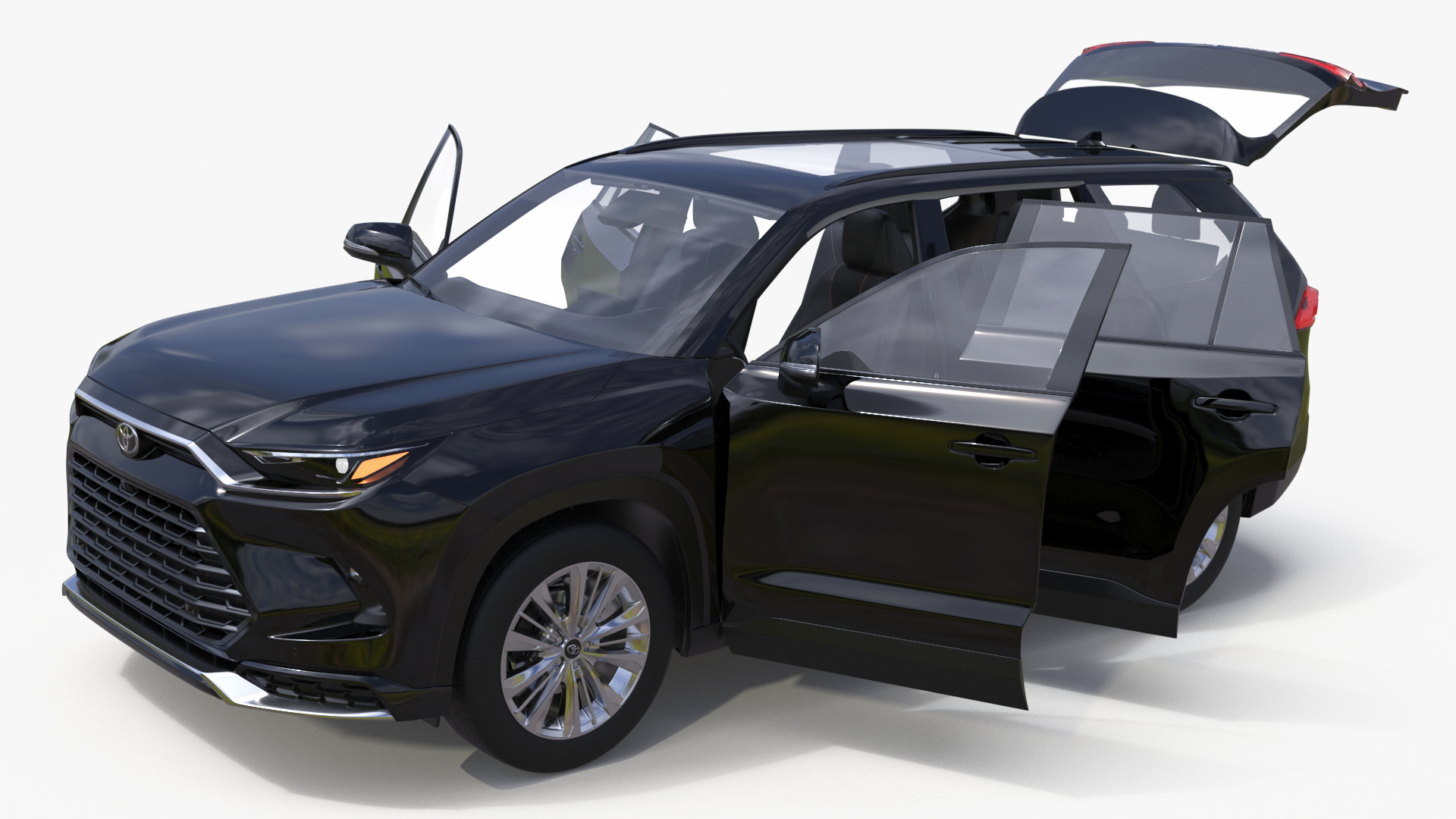 3D model Toyota Grand Highlander 2024 Black Simplified