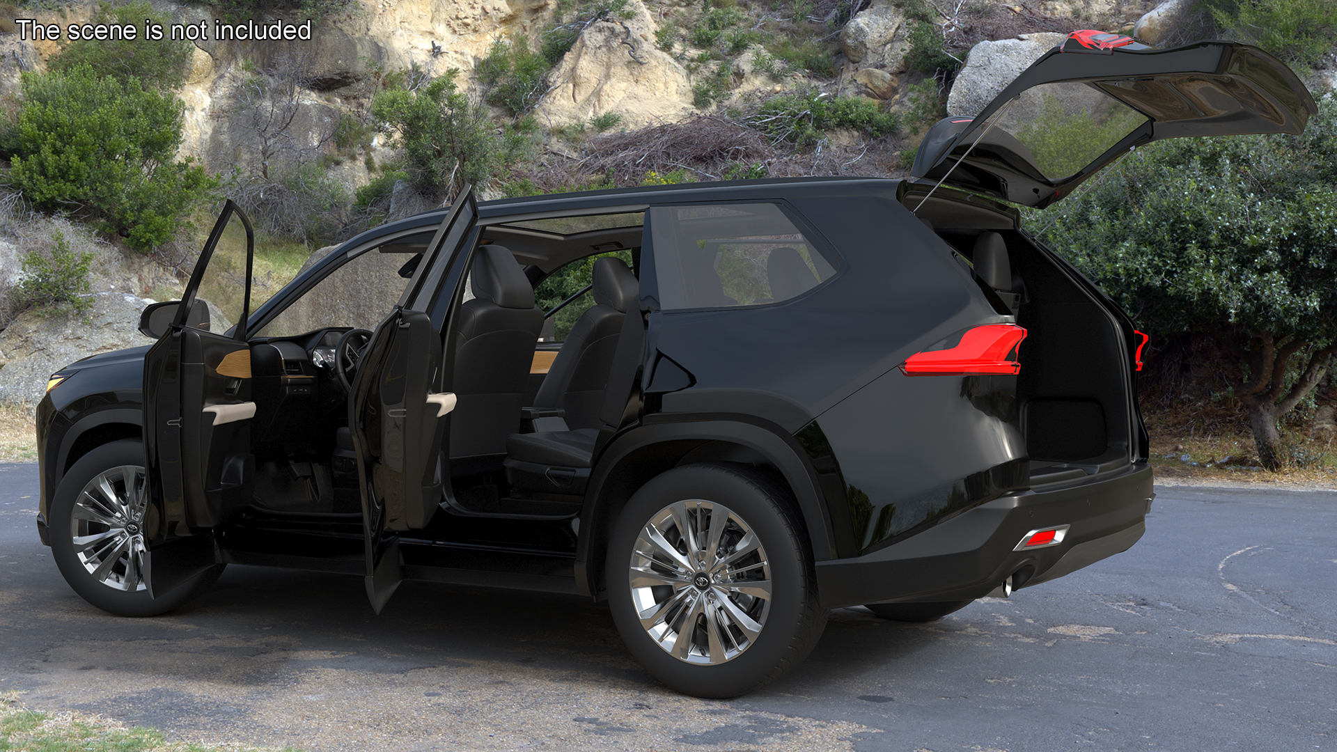 3D model Toyota Grand Highlander 2024 Black Simplified