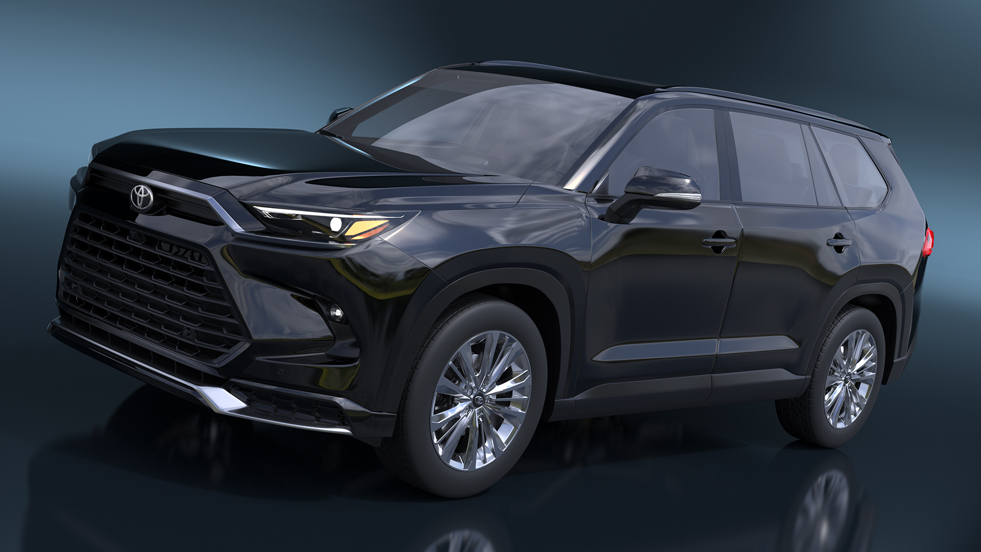 3D model Toyota Grand Highlander 2024 Black Simplified