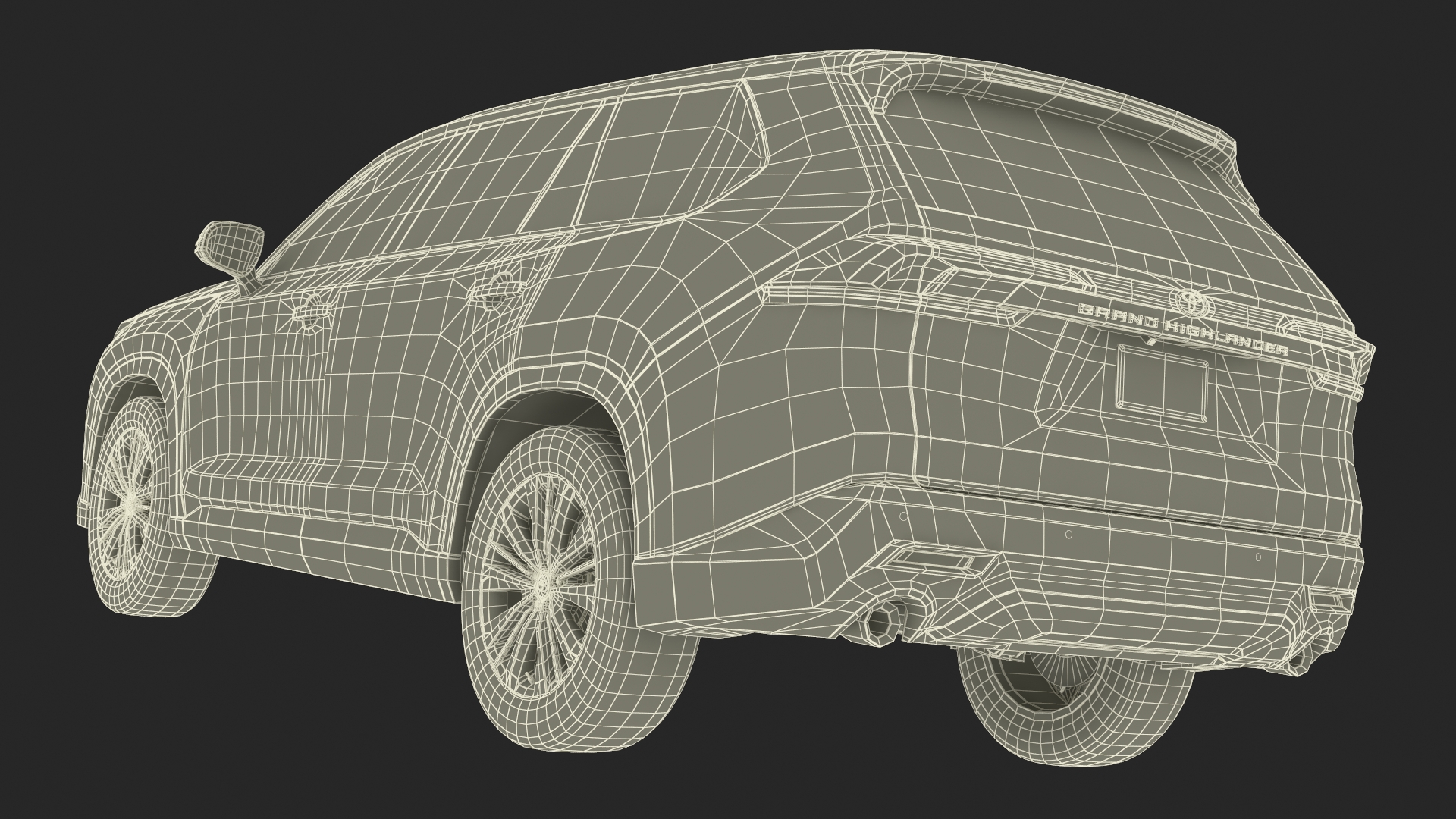 3D model Toyota Grand Highlander 2024 Black Simplified
