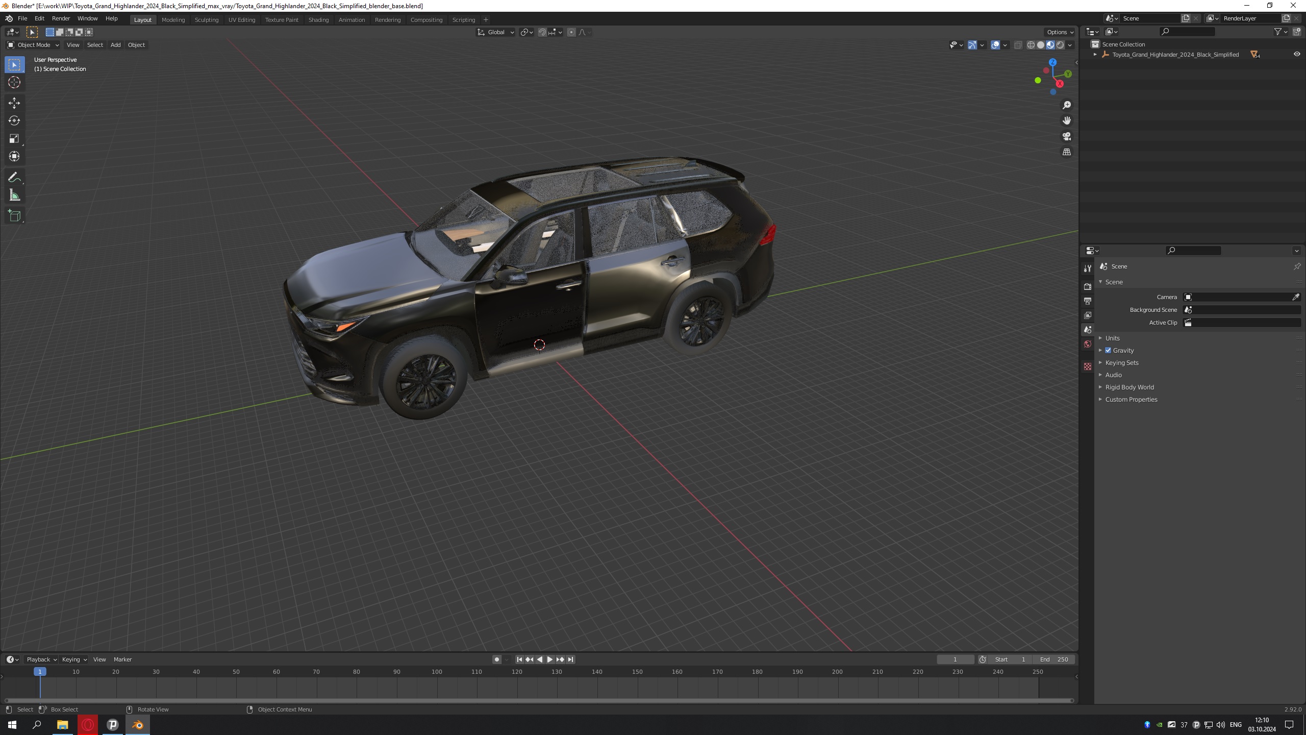 3D model Toyota Grand Highlander 2024 Black Simplified