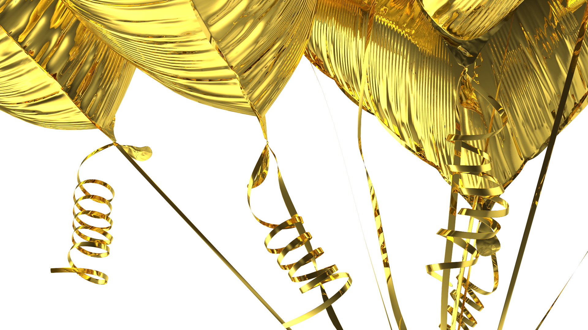 Bouquet of Gold Heart Balloons with Gift Box 3D model