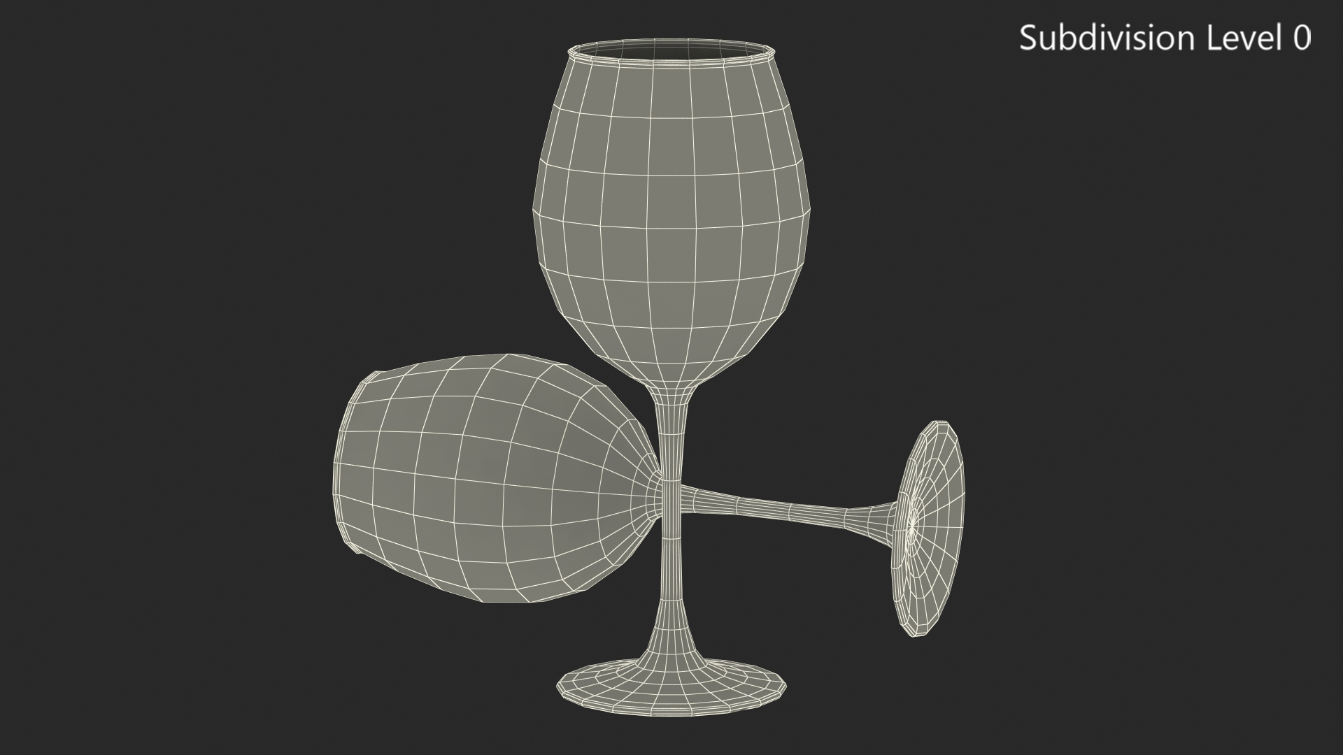 3D Full Filled White Wine Glass model