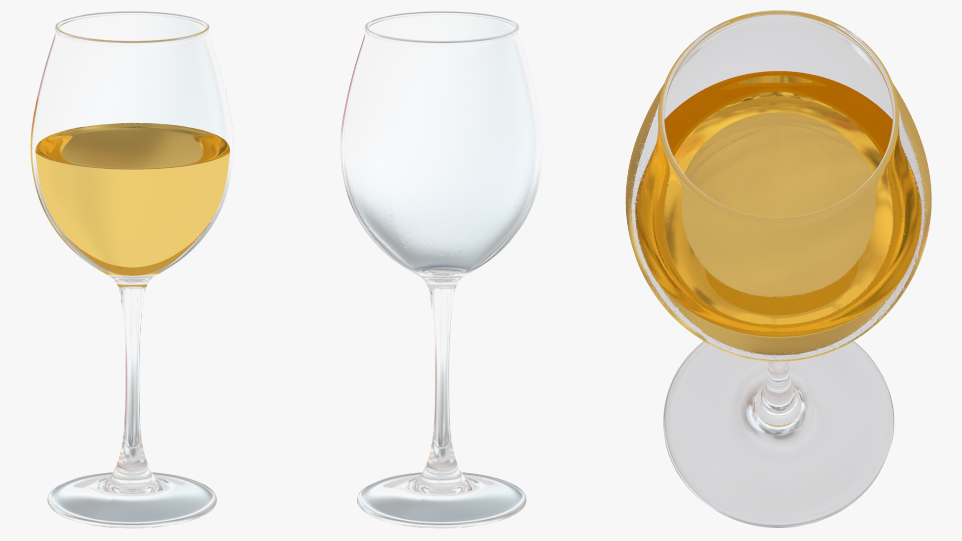 3D Full Filled White Wine Glass model