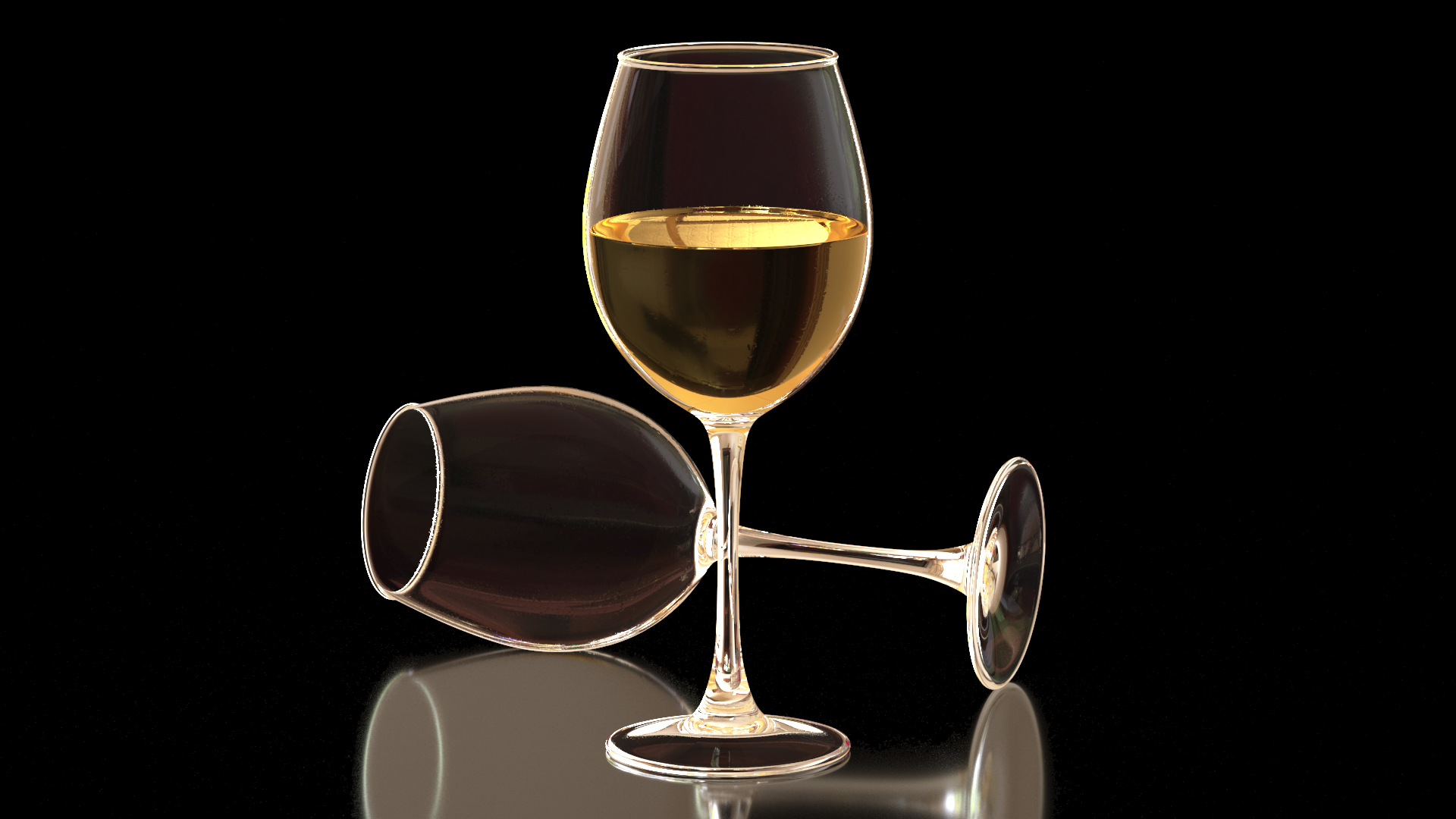 3D Full Filled White Wine Glass model