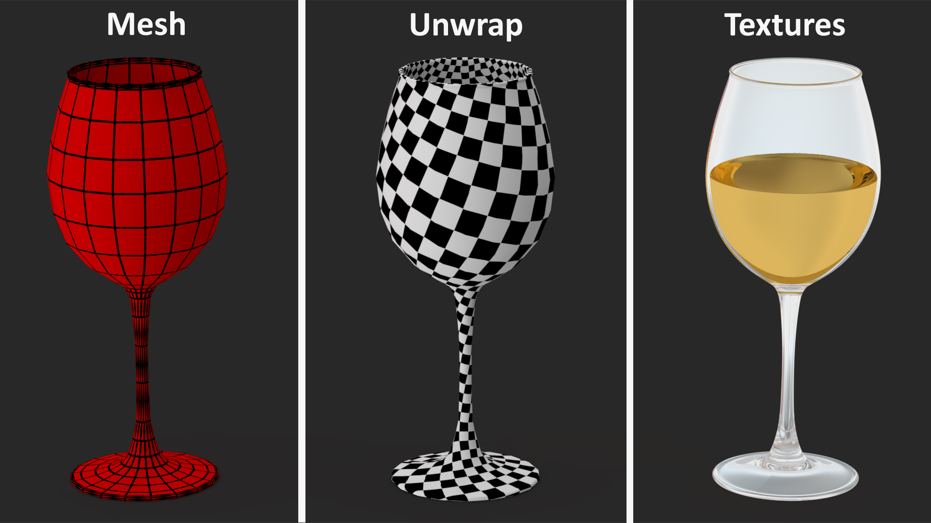 3D Full Filled White Wine Glass model