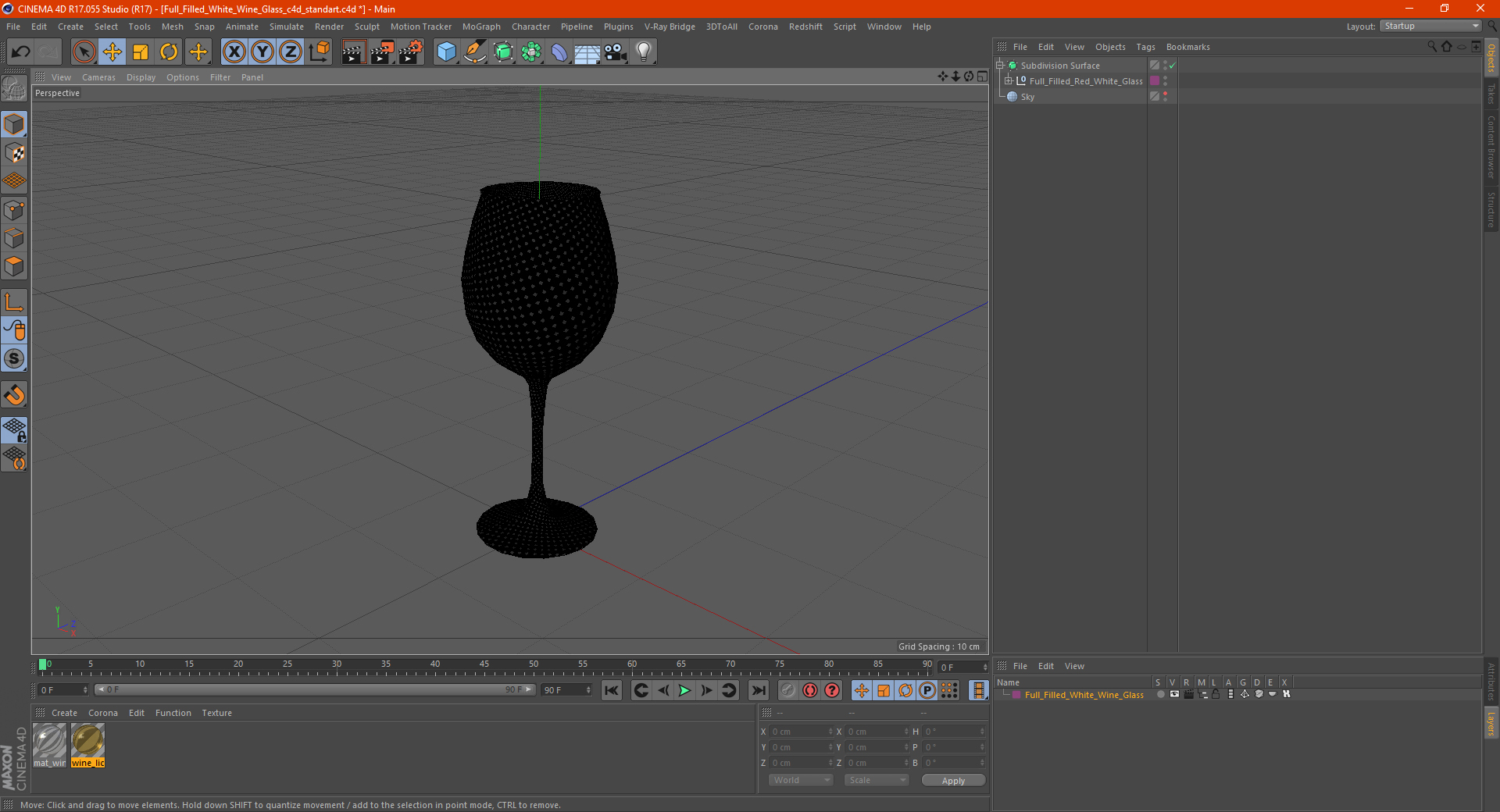 3D Full Filled White Wine Glass model