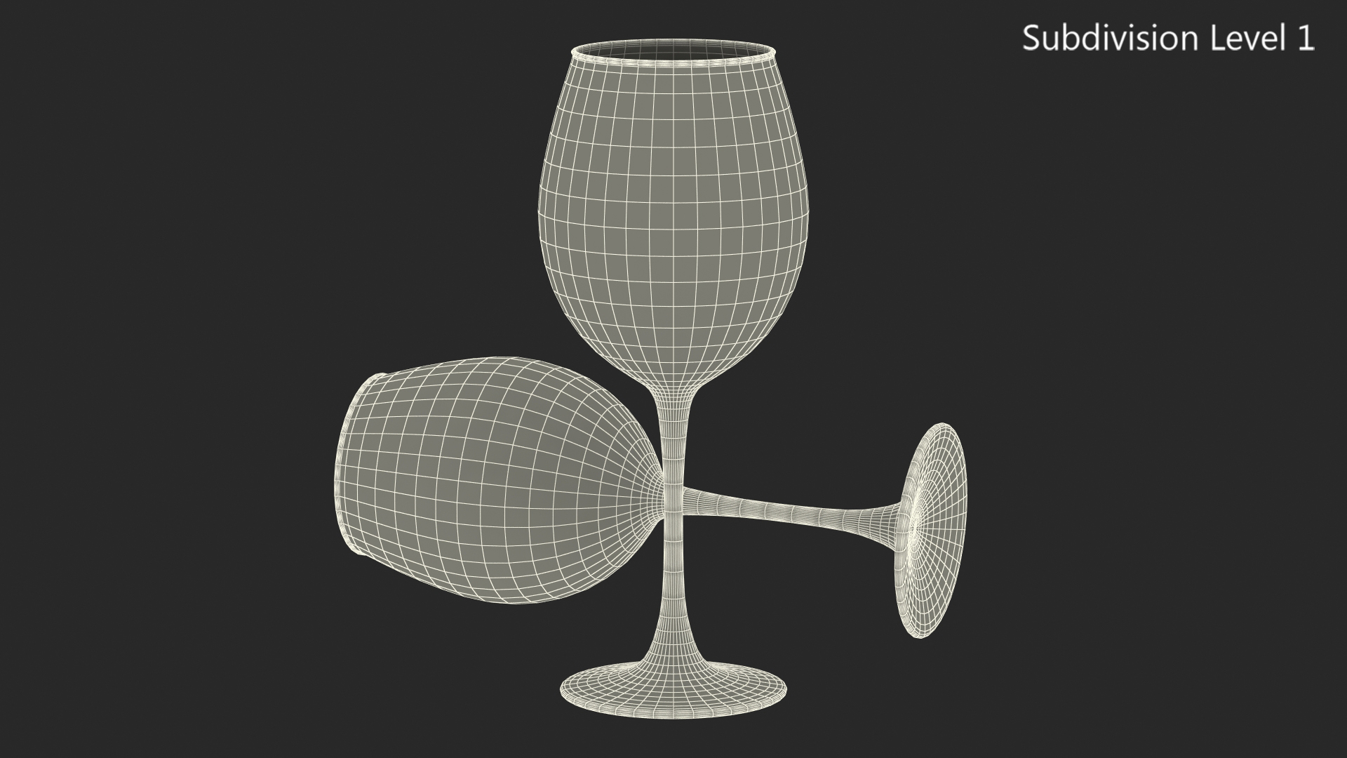 3D Full Filled White Wine Glass model