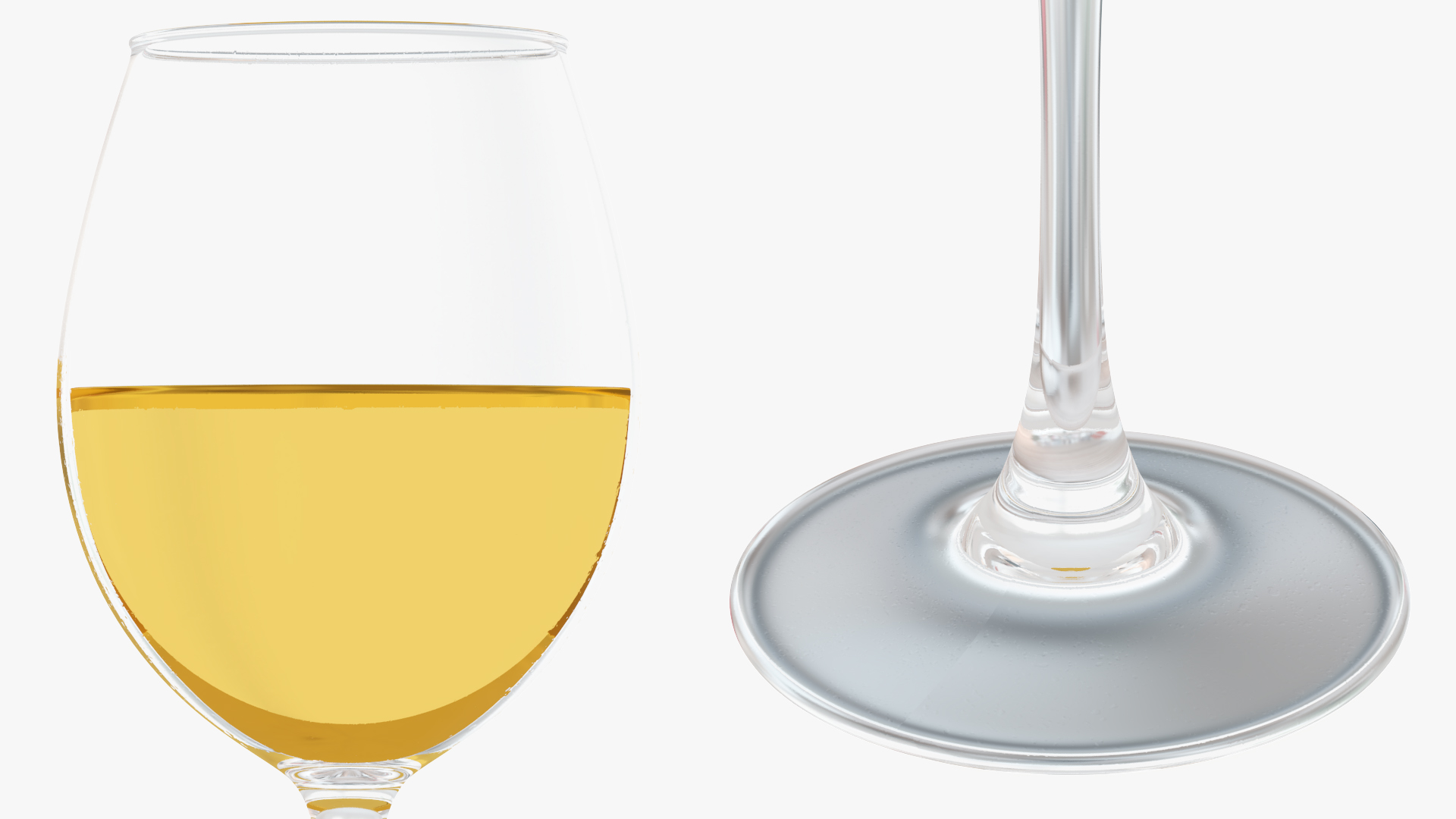 3D Full Filled White Wine Glass model
