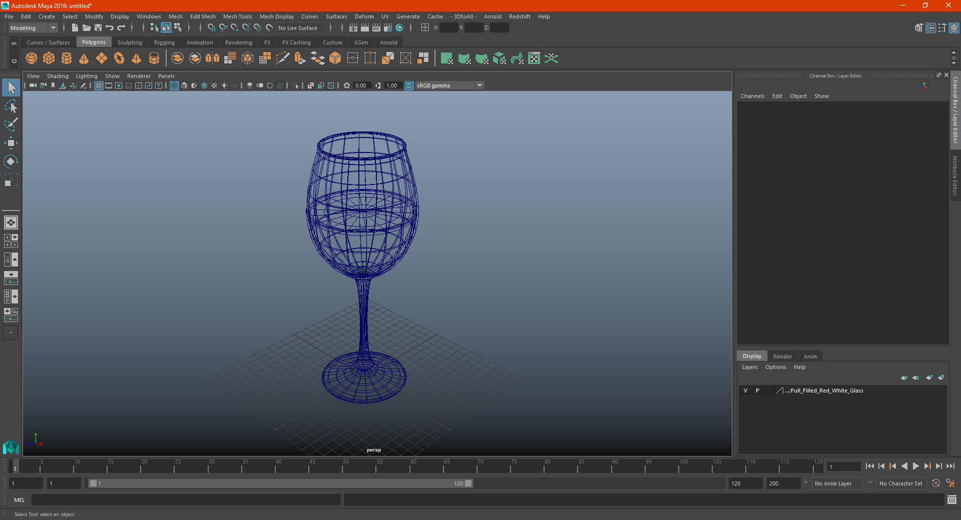 3D Full Filled White Wine Glass model