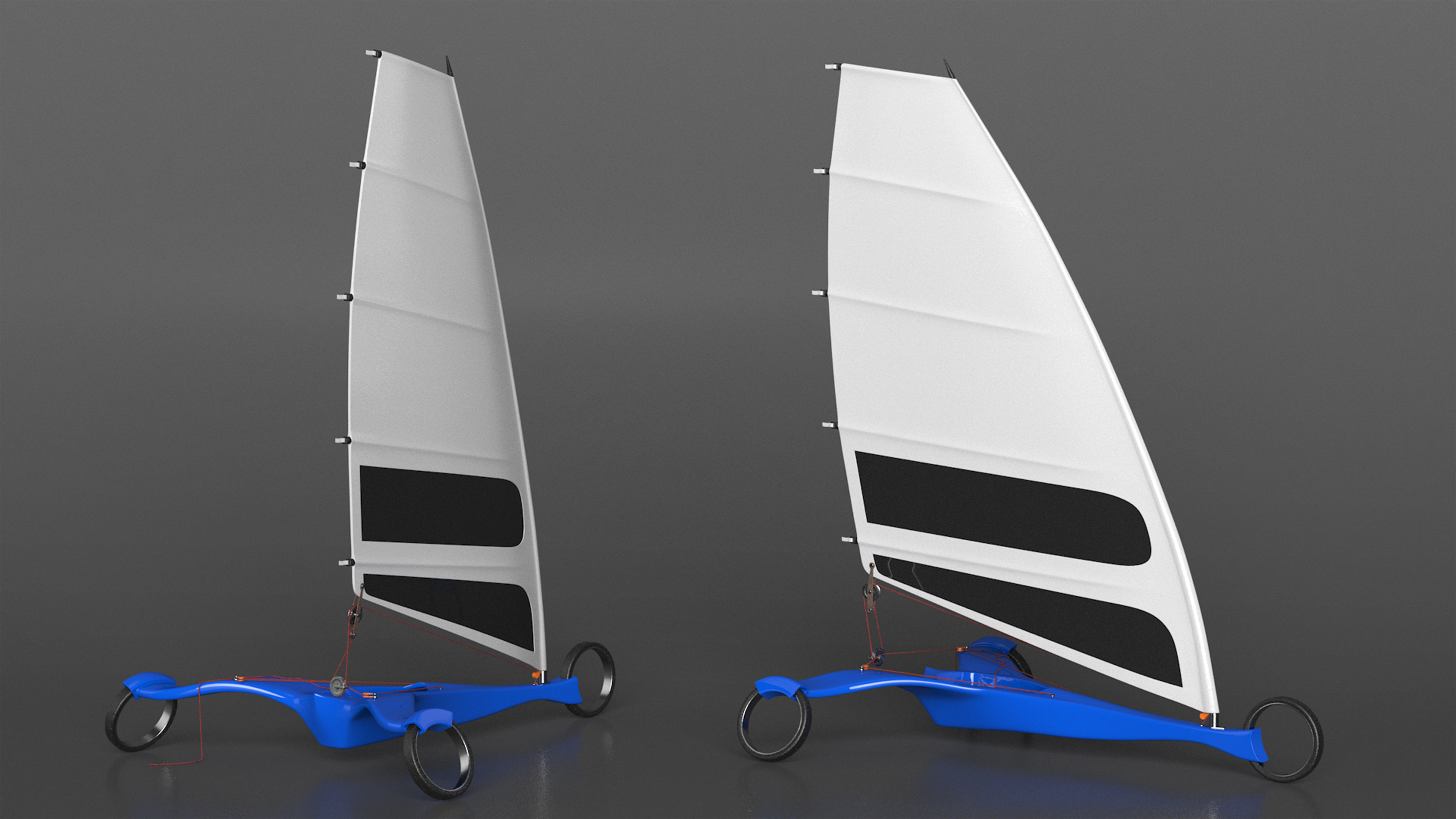 Modern Land Sand Yacht Blue Rigged 3D model