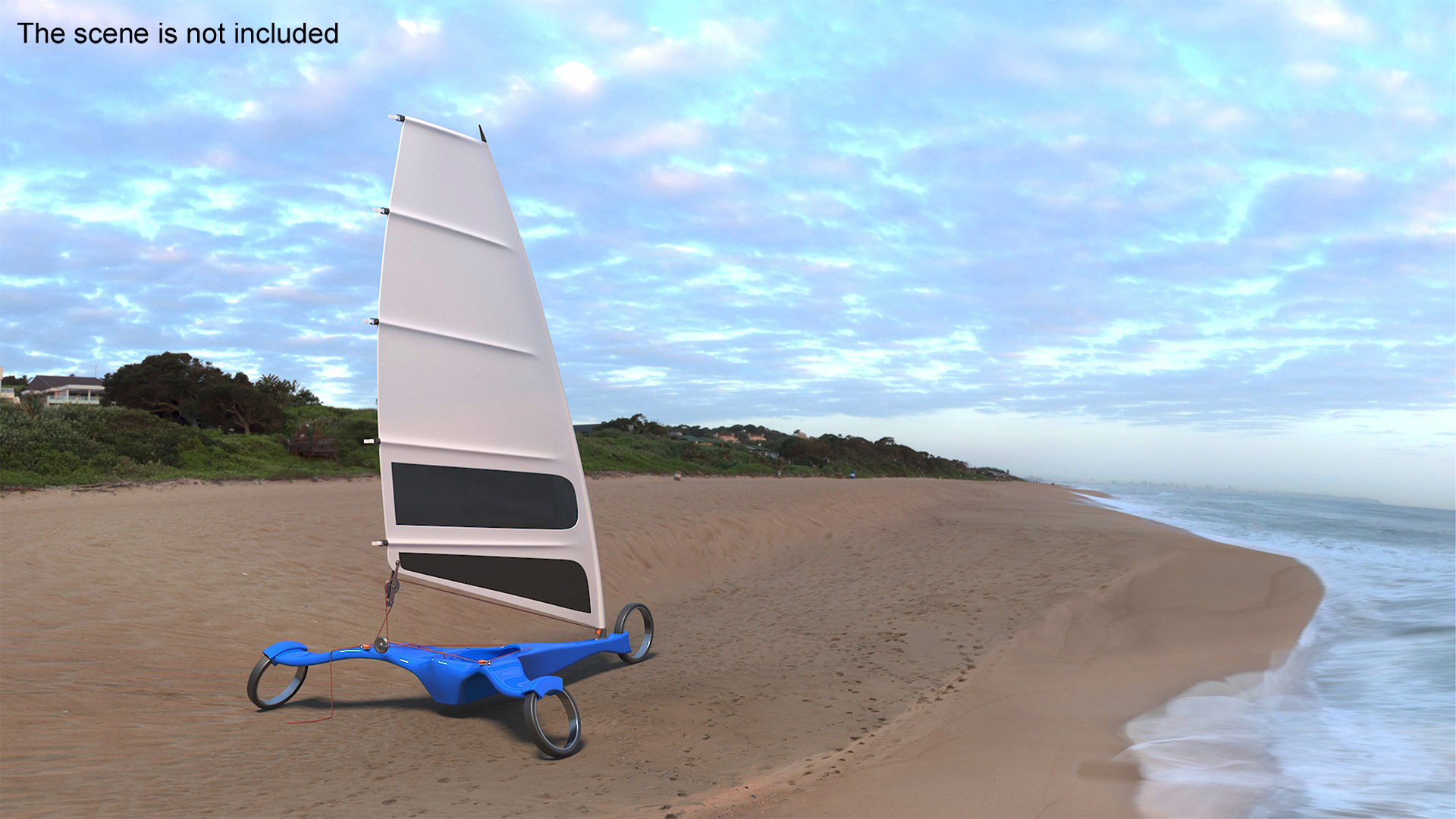 Modern Land Sand Yacht Blue Rigged 3D model