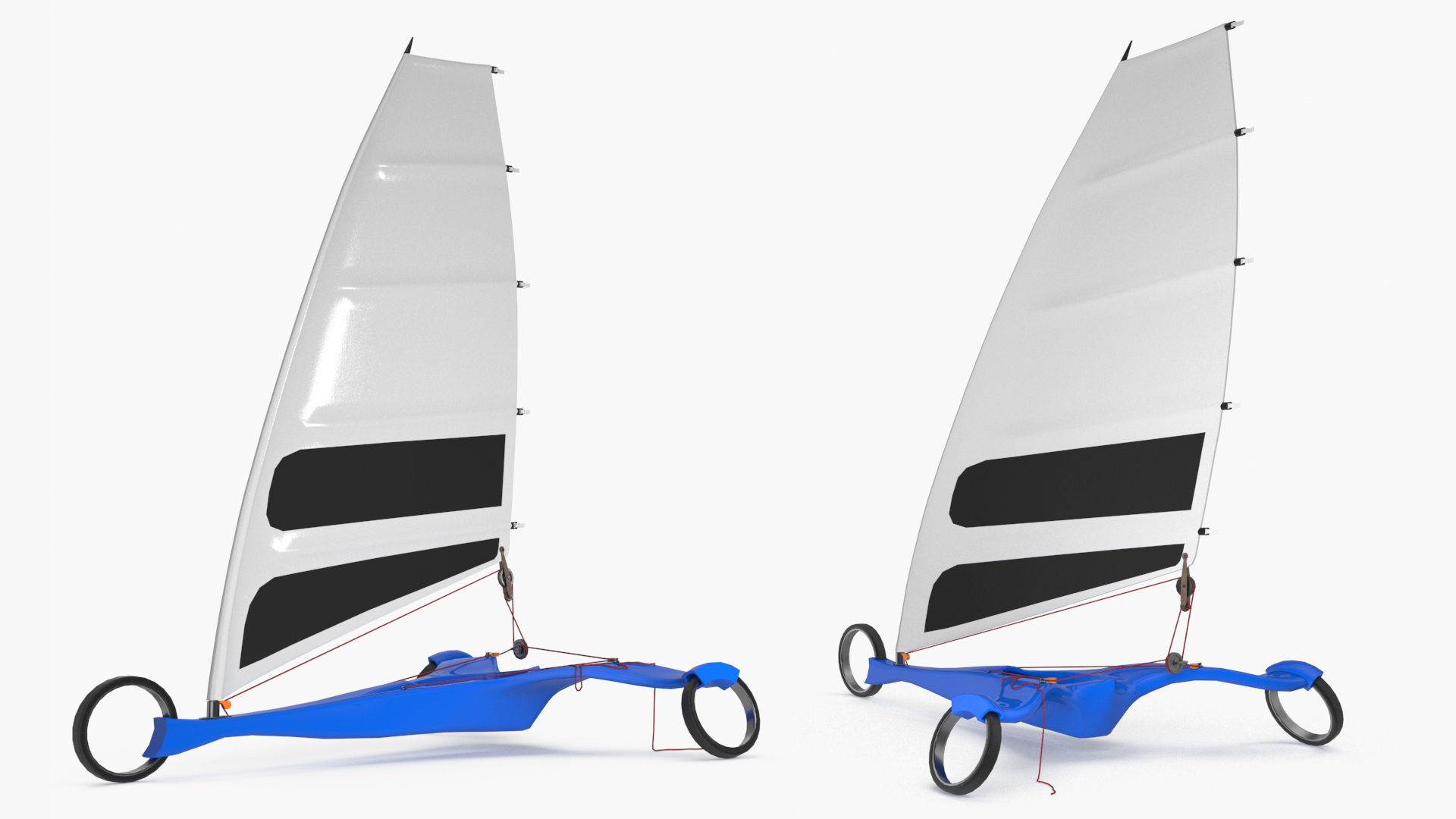 Modern Land Sand Yacht Blue Rigged 3D model