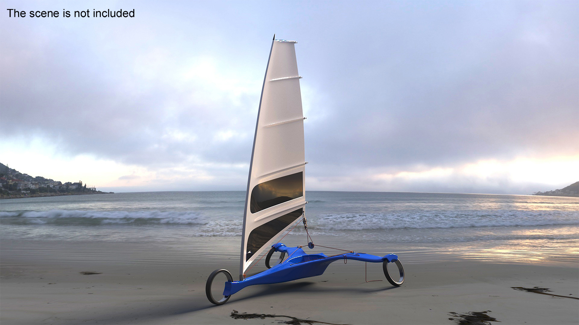 Modern Land Sand Yacht Blue Rigged 3D model