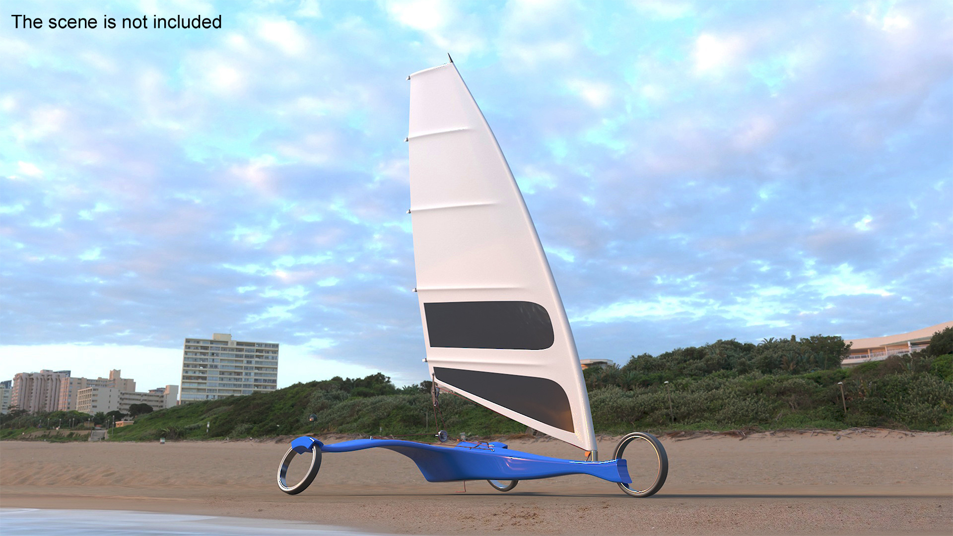 Modern Land Sand Yacht Blue Rigged 3D model