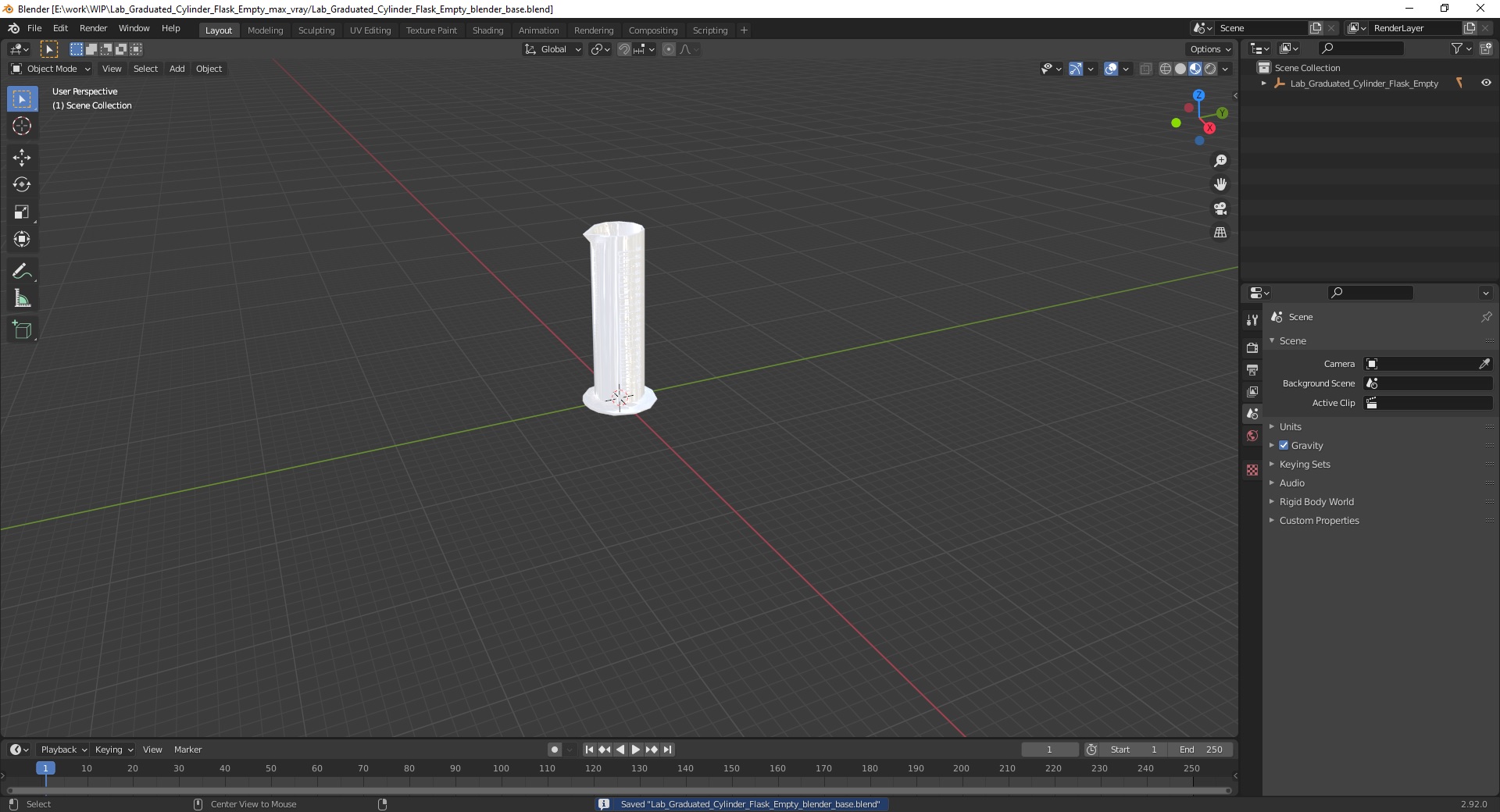 Lab Graduated Cylinder Flask Empty 3D model