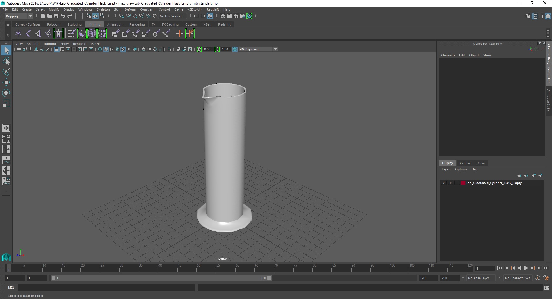 Lab Graduated Cylinder Flask Empty 3D model