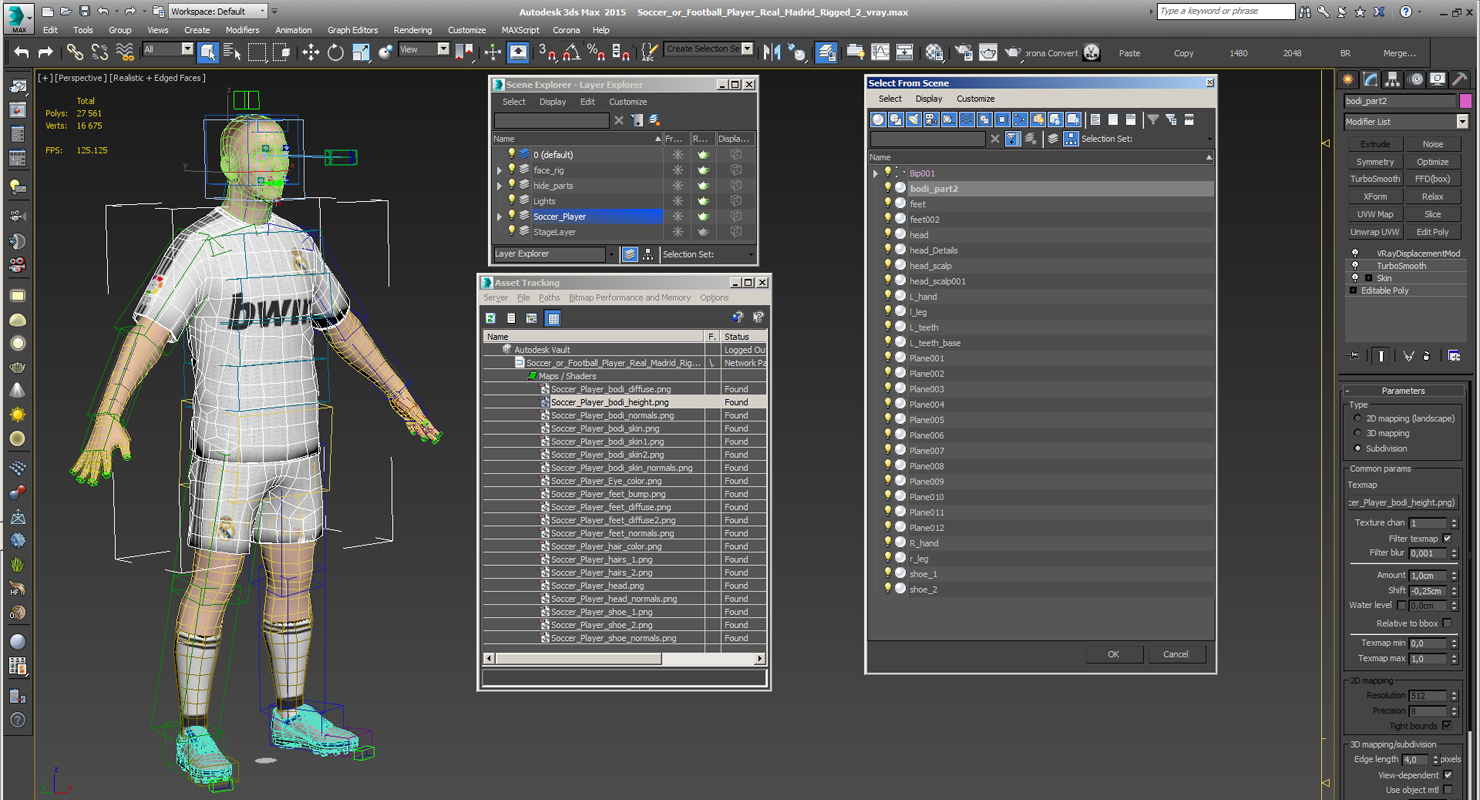 3D Soccer or Football Player Real Madrid Rigged 2