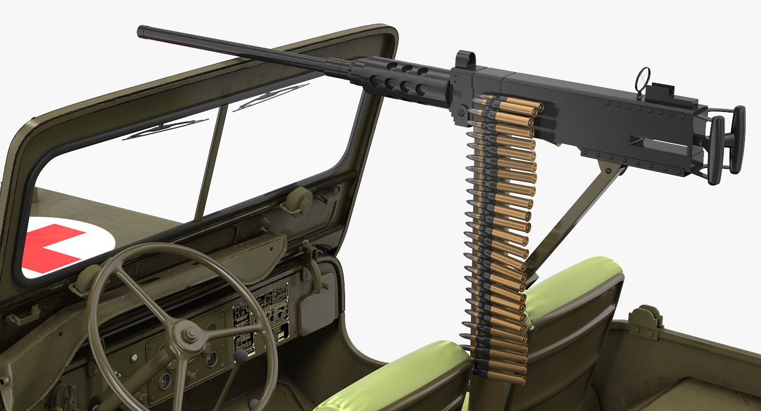 Willys Jeep MB 44 with Trailer Ambulance Rigged 3D