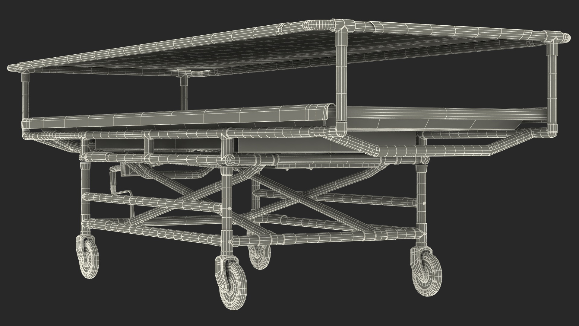 3D model Covered Mortuary Gurney Rigged