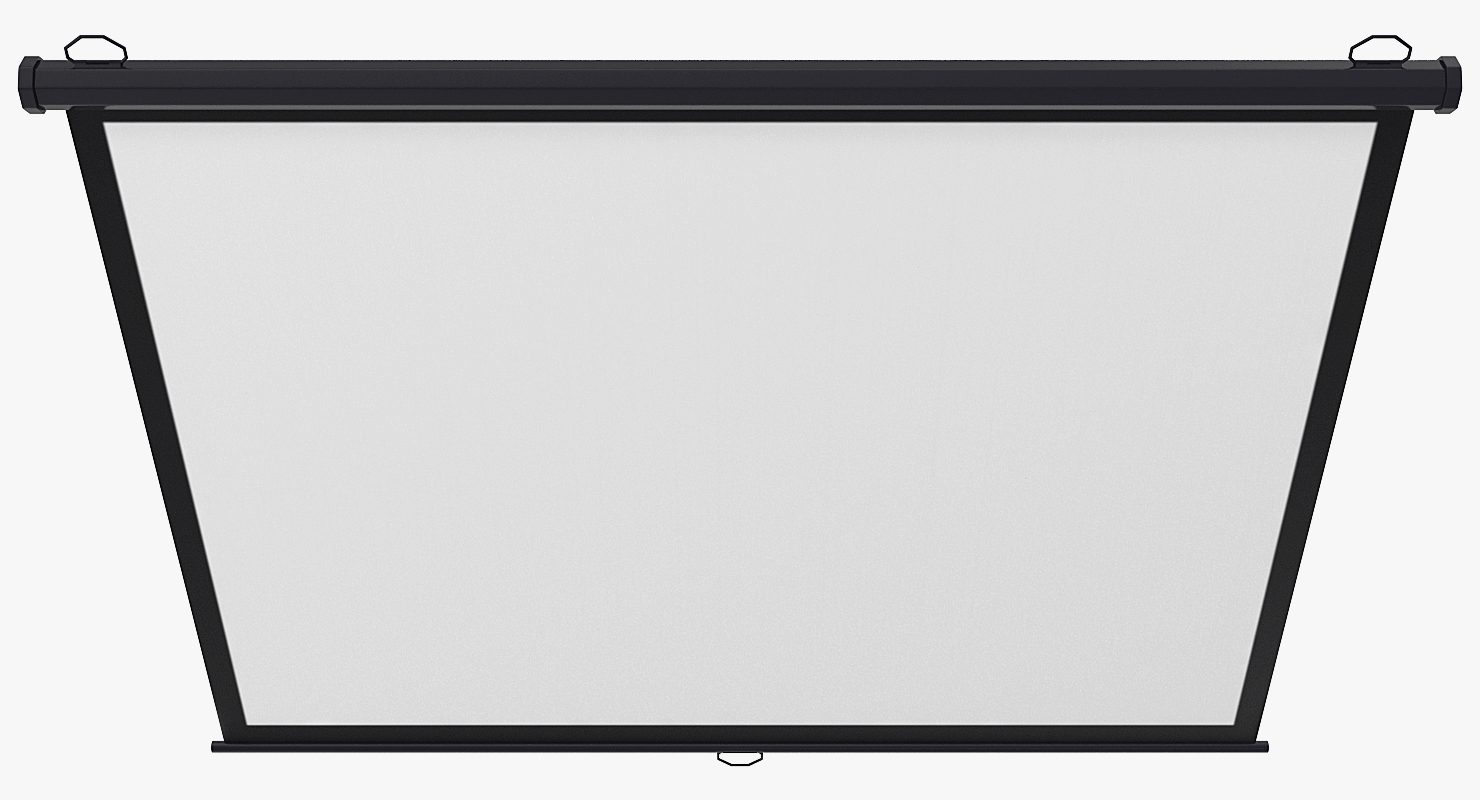 Pull Down Projection Screen Wall Ceiling Mounted Black 3D model
