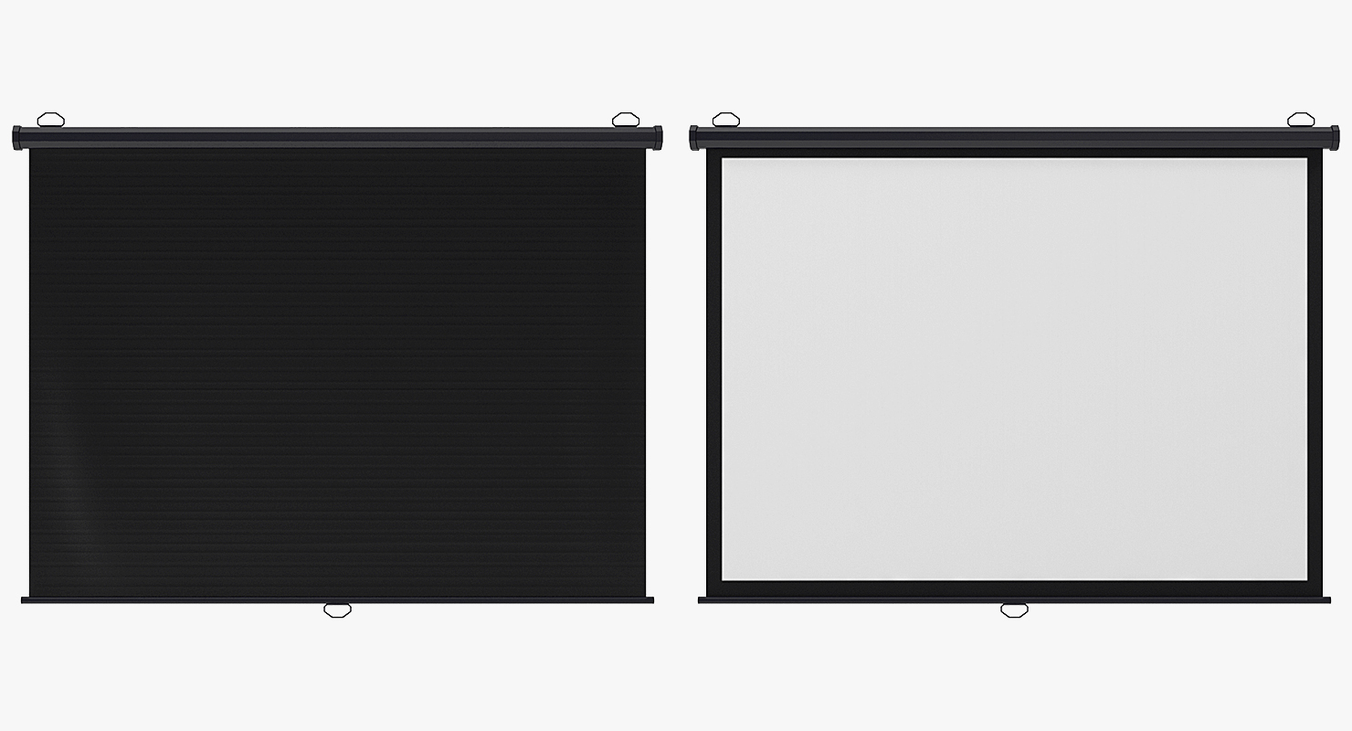 Pull Down Projection Screen Wall Ceiling Mounted Black 3D model