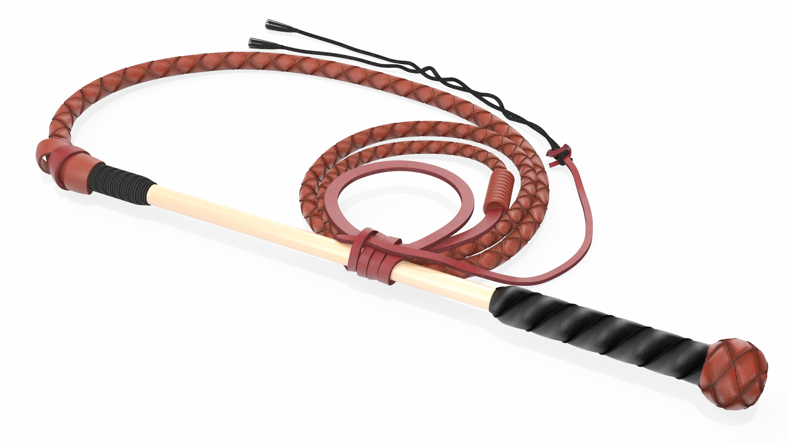Leather Whip Braided Brown Rigged for Cinema 4D 3D
