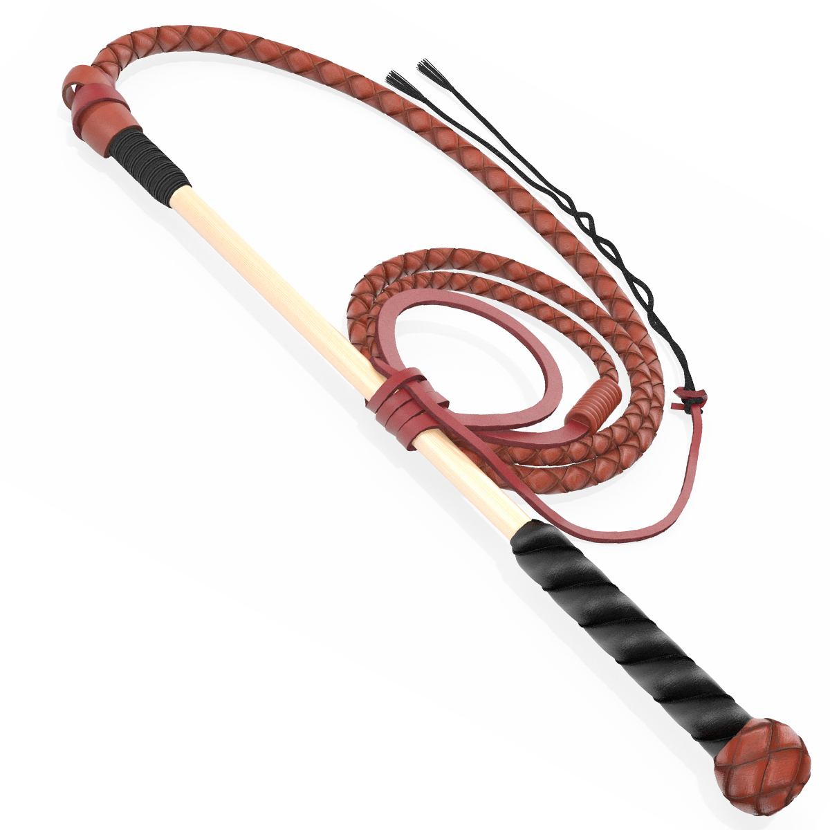 Leather Whip Braided Brown Rigged for Cinema 4D 3D