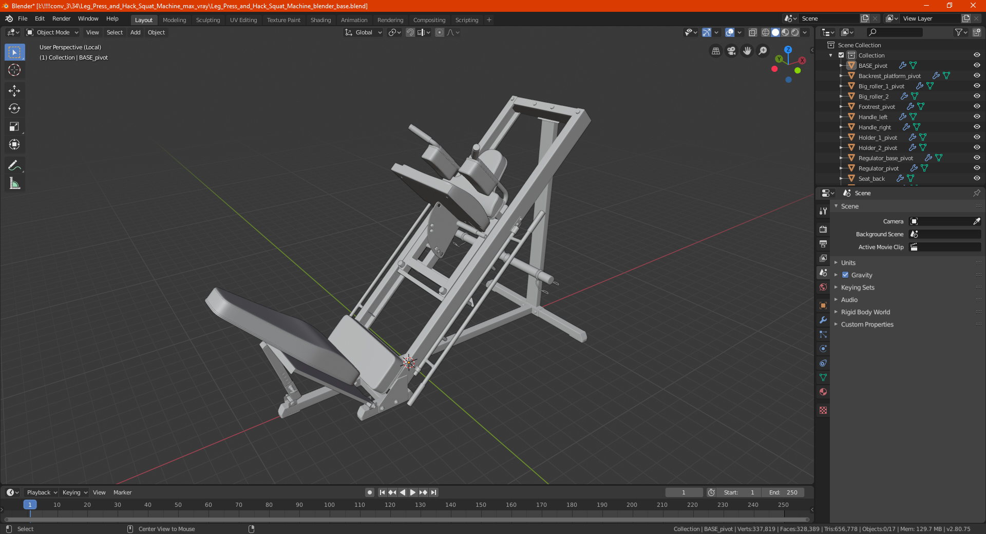 Leg Press and Hack Squat Machine 3D