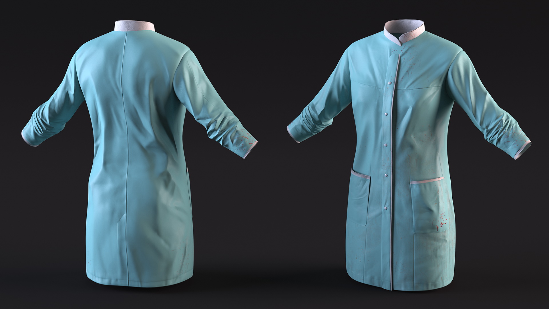Female Doctor Coat Blood Stained 3D