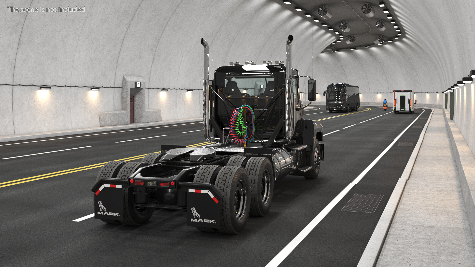 Mack Commercial Truck Black Rigged 3D model