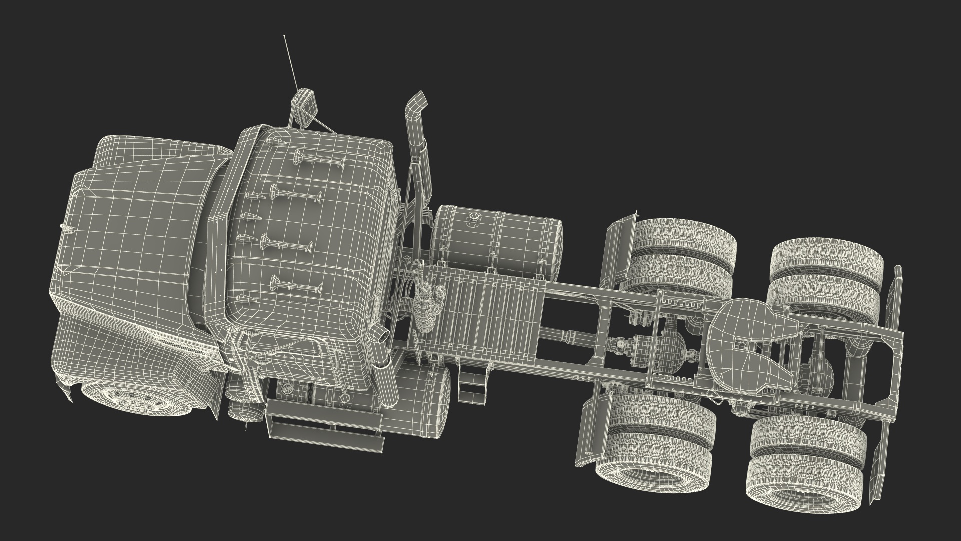 Mack Commercial Truck Black Rigged 3D model
