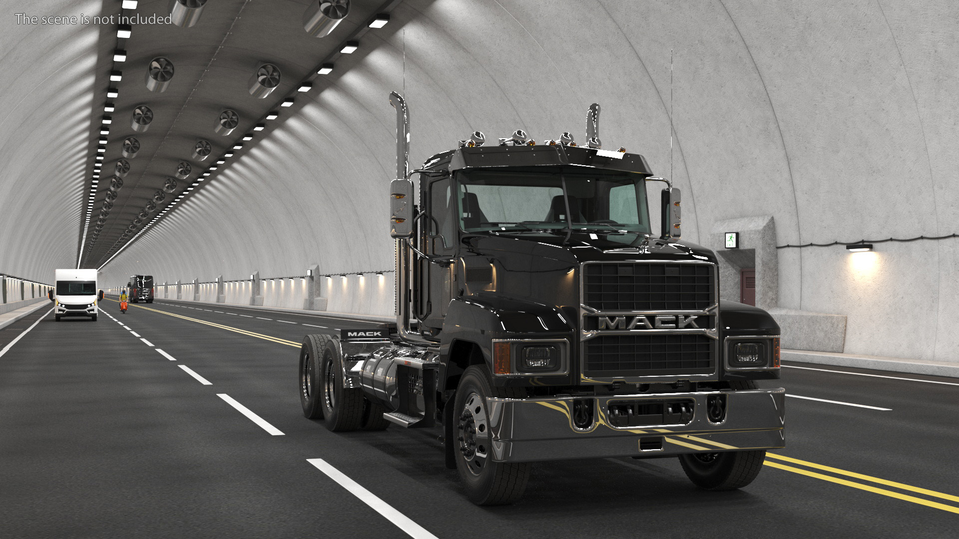 Mack Commercial Truck Black Rigged 3D model