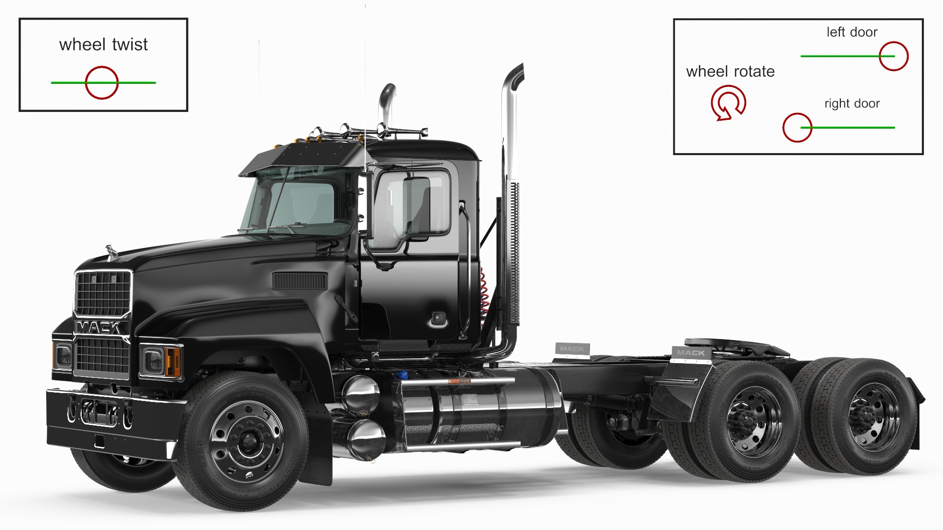 Mack Commercial Truck Black Rigged 3D model