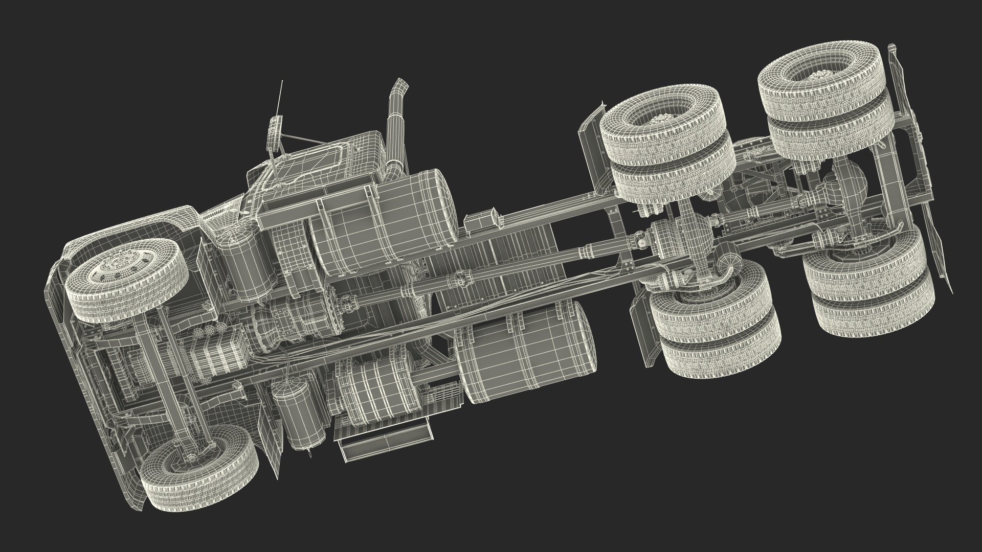 Mack Commercial Truck Black Rigged 3D model