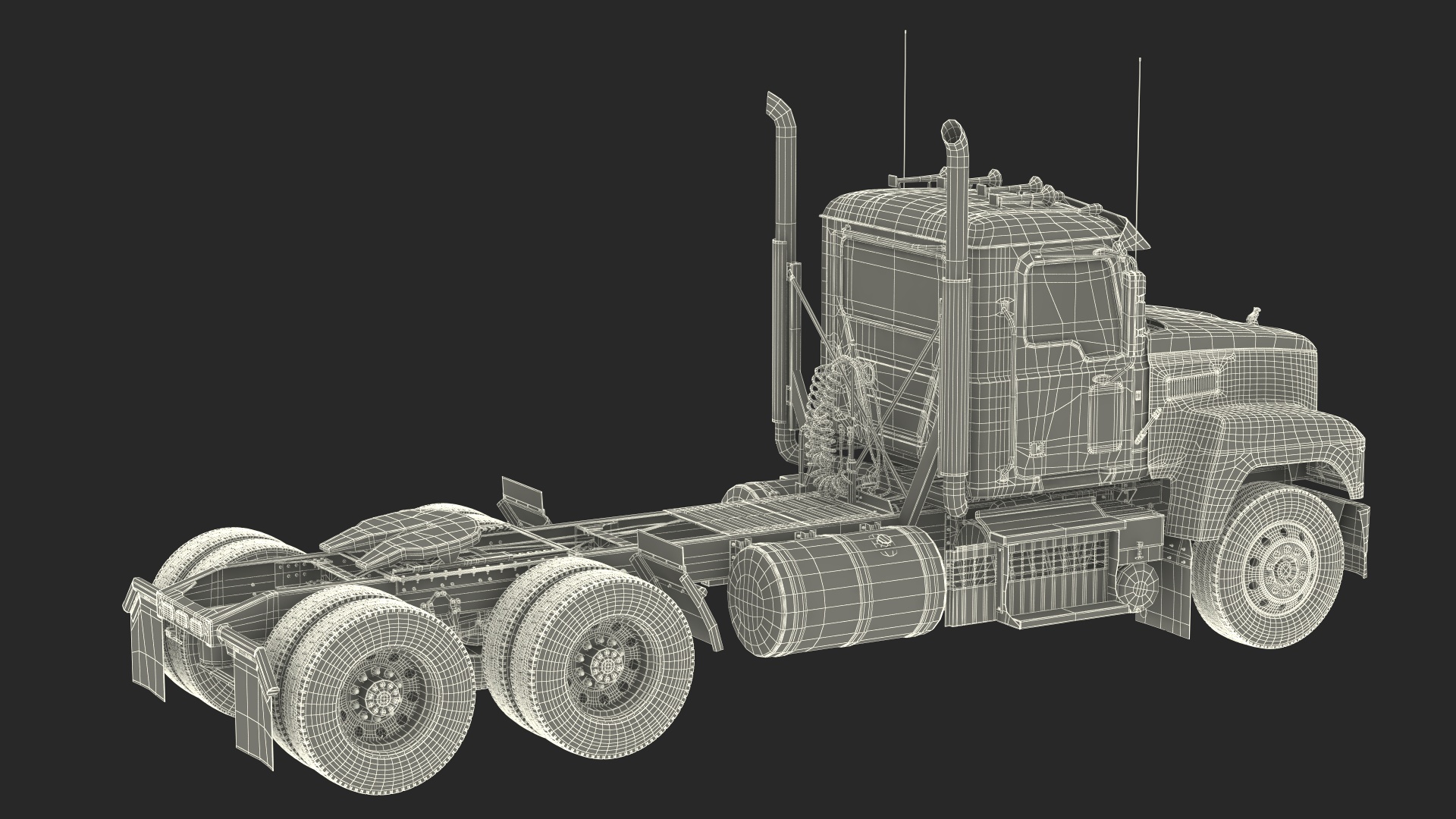 Mack Commercial Truck Black Rigged 3D model